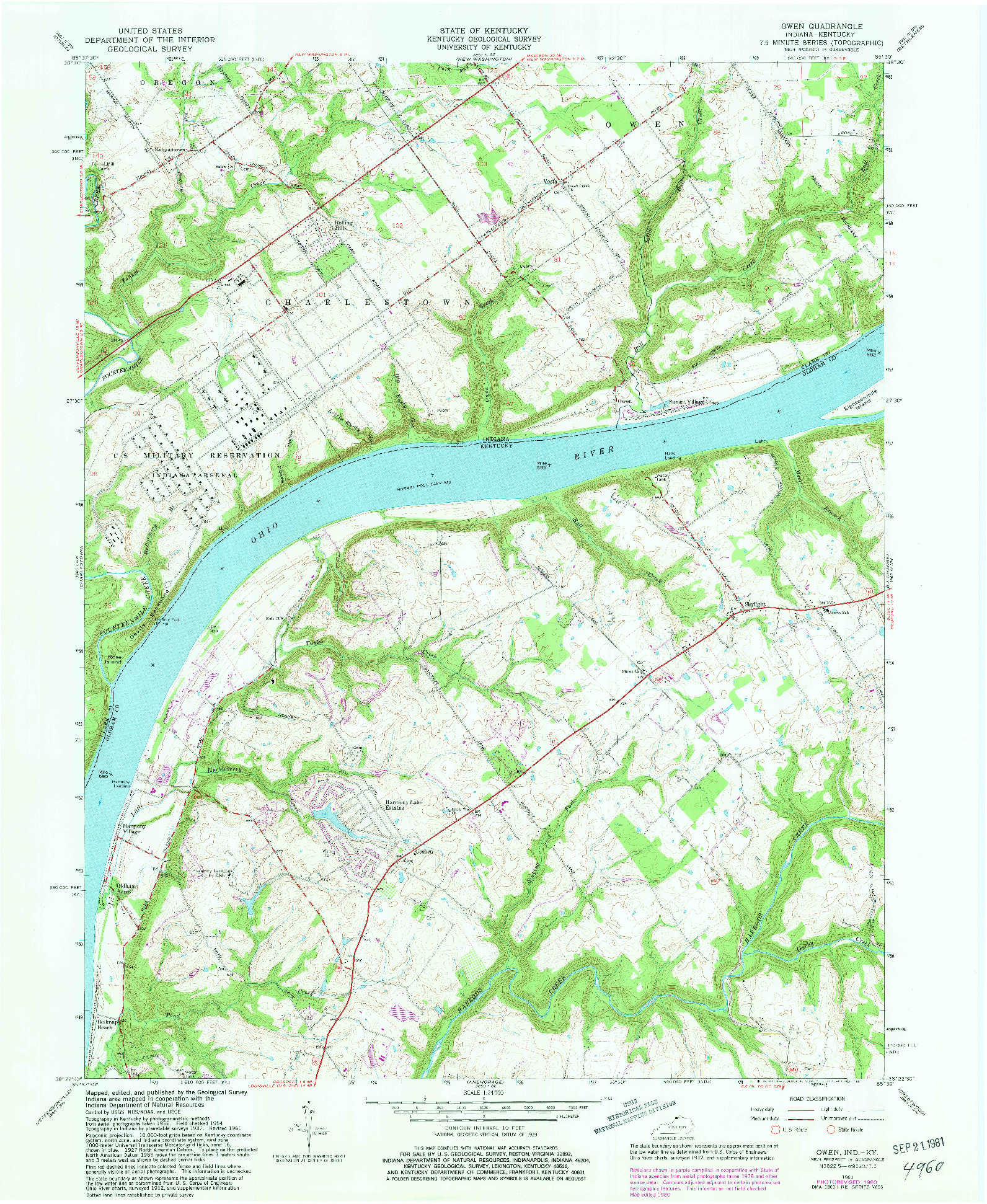 USGS 1:24000-SCALE QUADRANGLE FOR OWEN, IN 1961