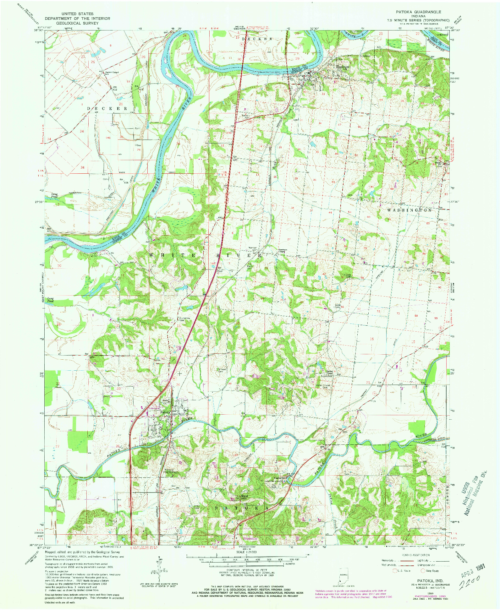 USGS 1:24000-SCALE QUADRANGLE FOR PATOKA, IN 1959