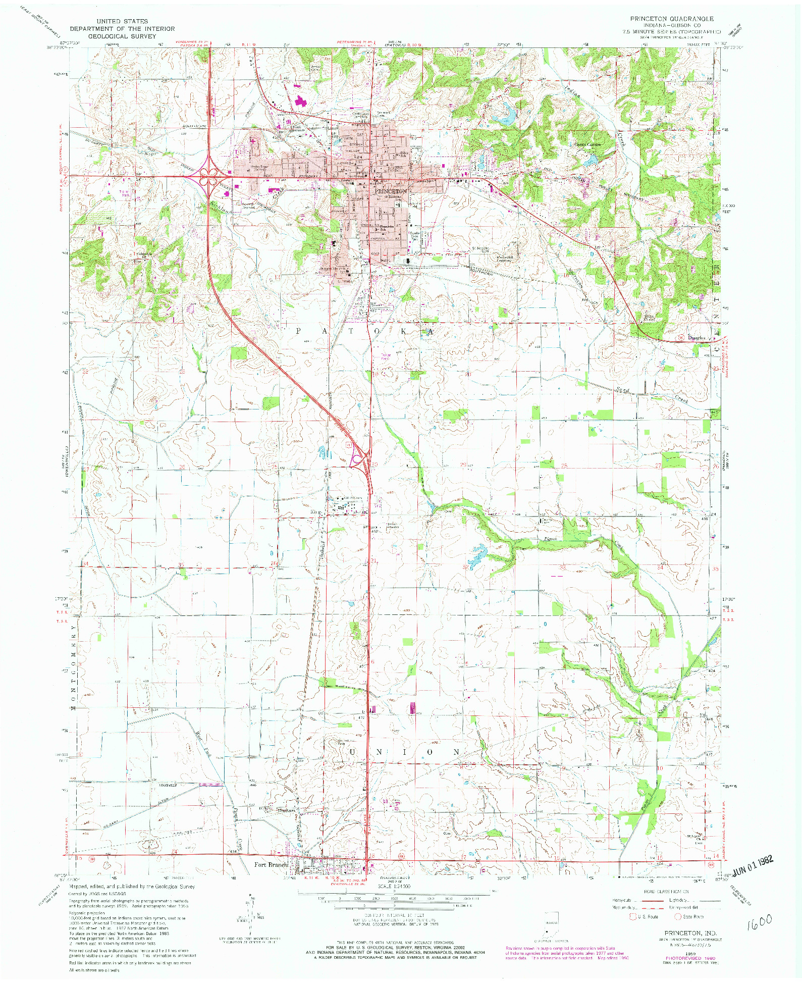 USGS 1:24000-SCALE QUADRANGLE FOR PRINCETON, IN 1959