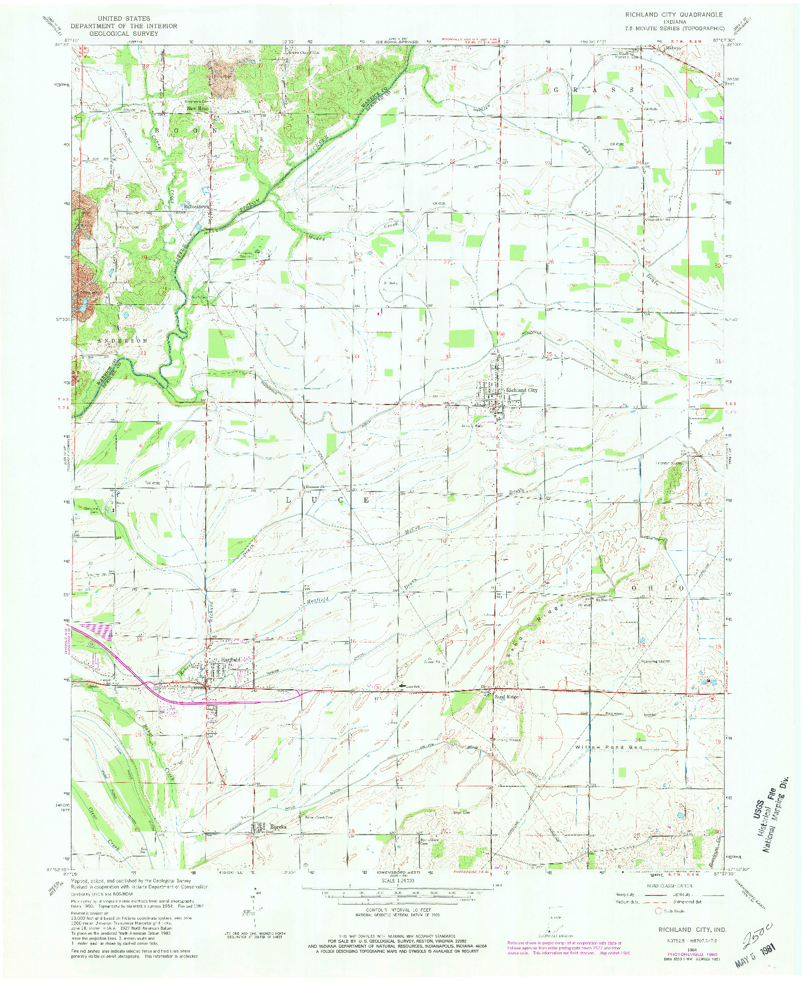 USGS 1:24000-SCALE QUADRANGLE FOR RICHLAND CITY, IN 1964