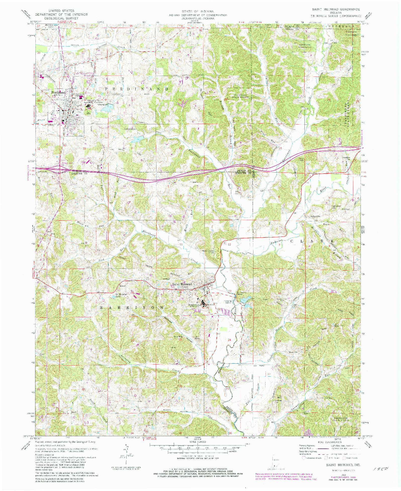 USGS 1:24000-SCALE QUADRANGLE FOR SAINT MEINRAD, IN 1960