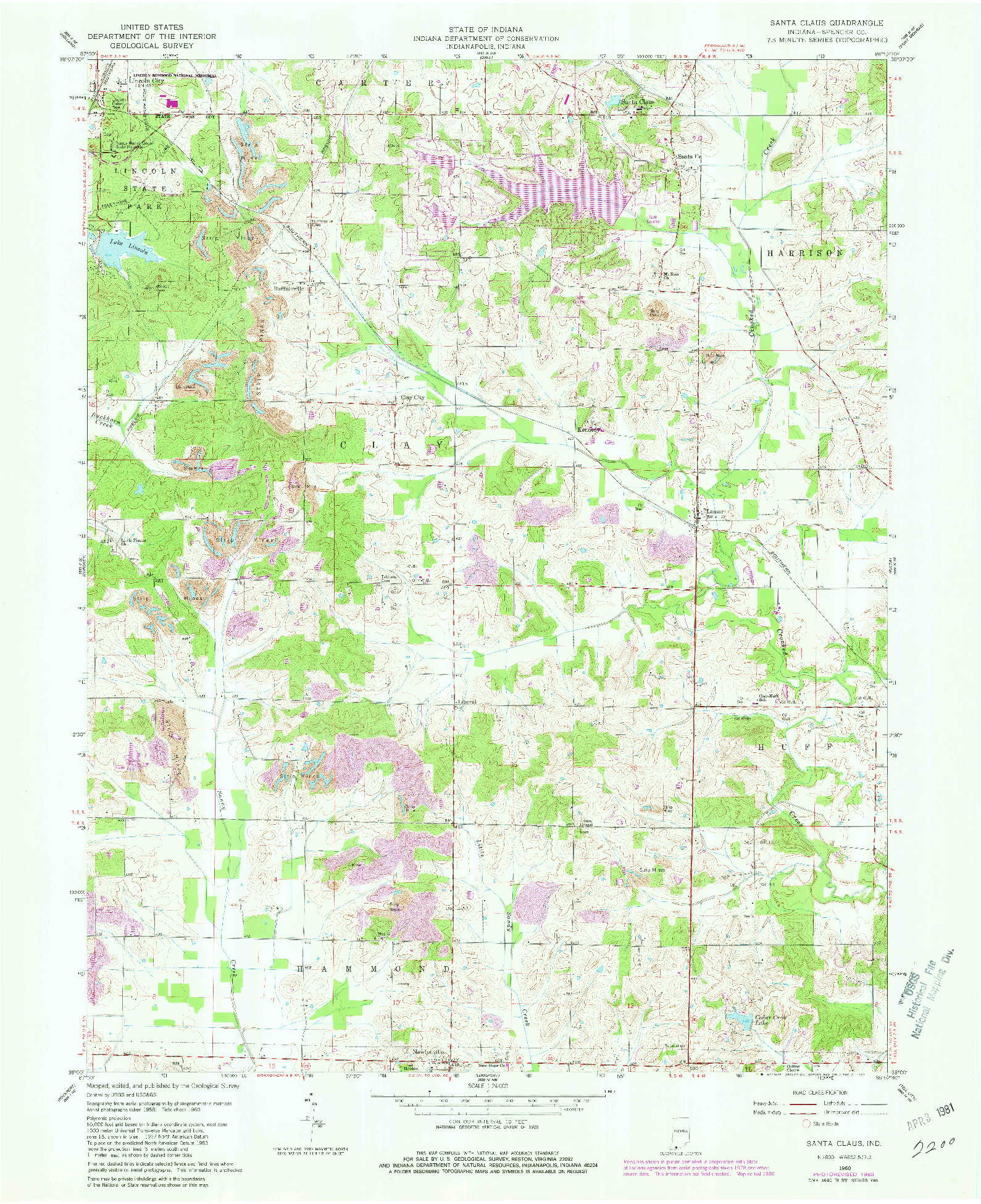 USGS 1:24000-SCALE QUADRANGLE FOR SANTA CLAUS, IN 1960