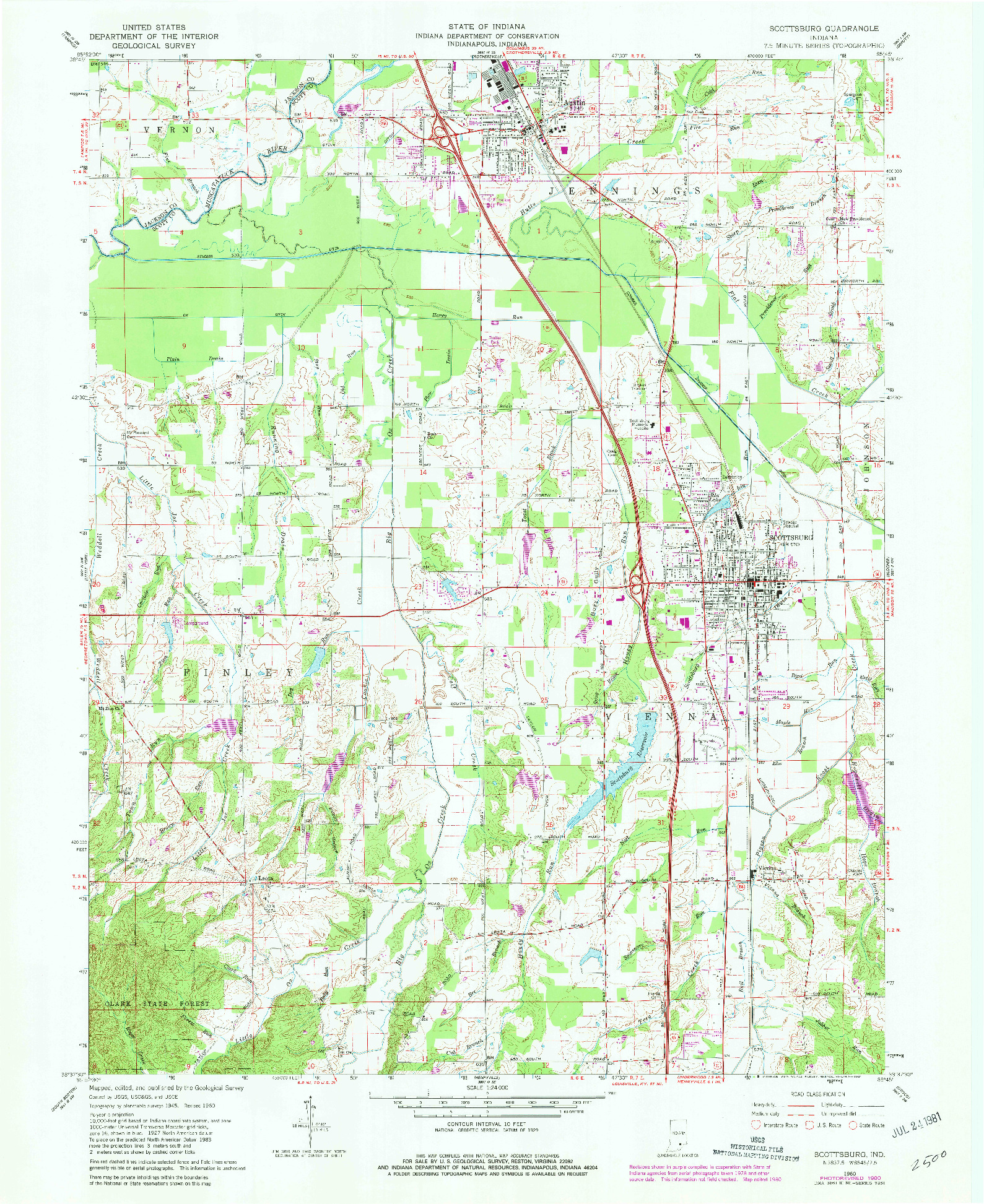 USGS 1:24000-SCALE QUADRANGLE FOR SCOTTSBURG, IN 1960