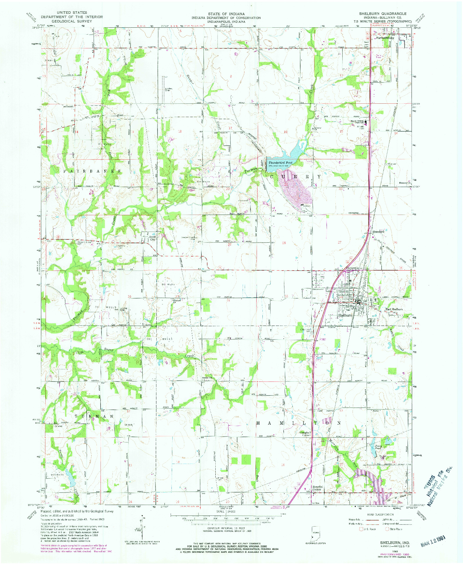 USGS 1:24000-SCALE QUADRANGLE FOR SHELBURN, IN 1963