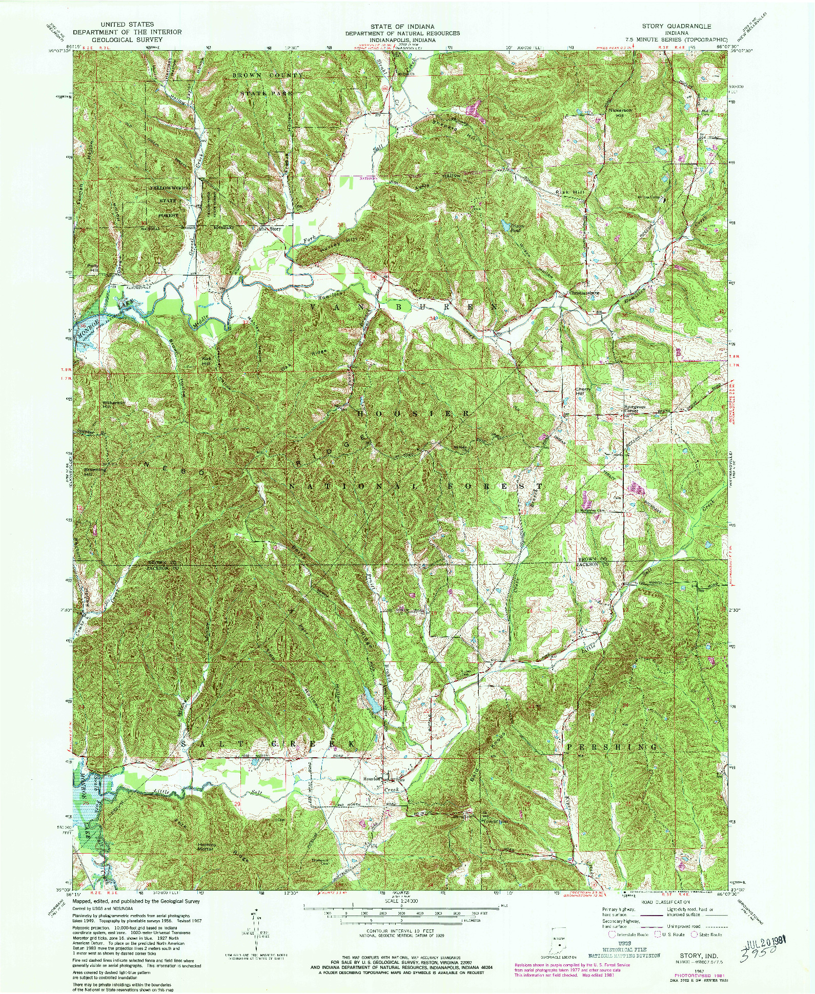 USGS 1:24000-SCALE QUADRANGLE FOR STORY, IN 1967