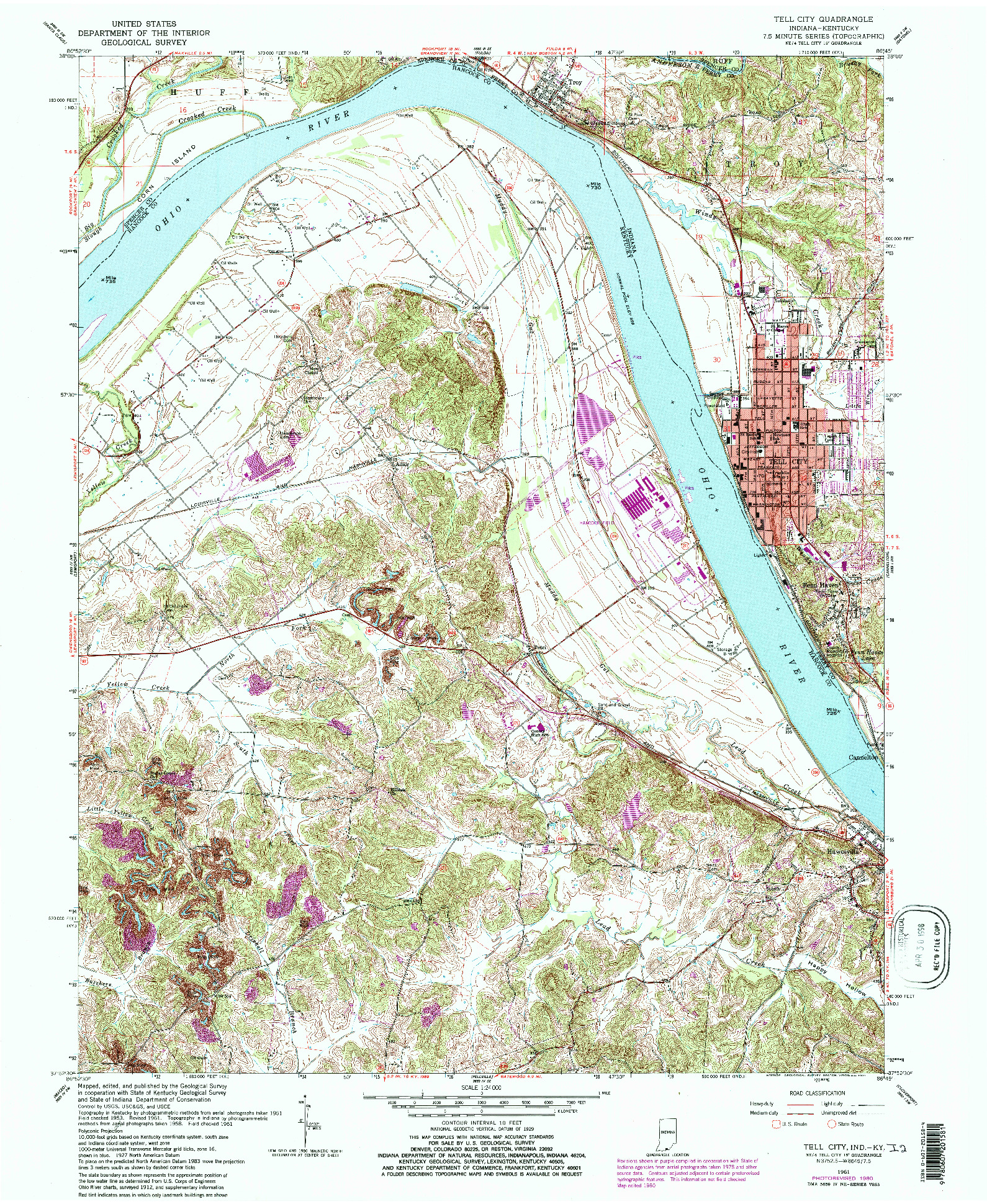 USGS 1:24000-SCALE QUADRANGLE FOR TELL CITY, IN 1961