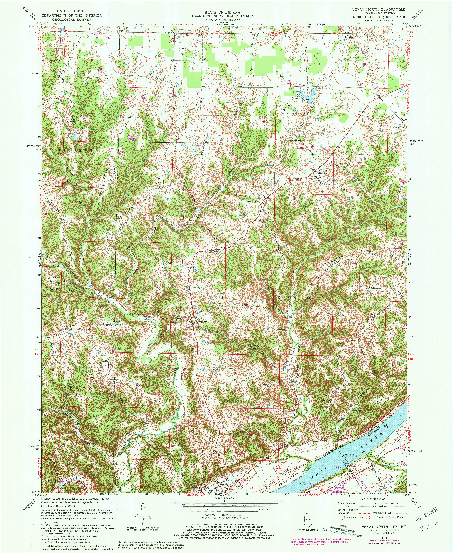 USGS 1:24000-SCALE QUADRANGLE FOR VEVAY NORTH, IN 1971