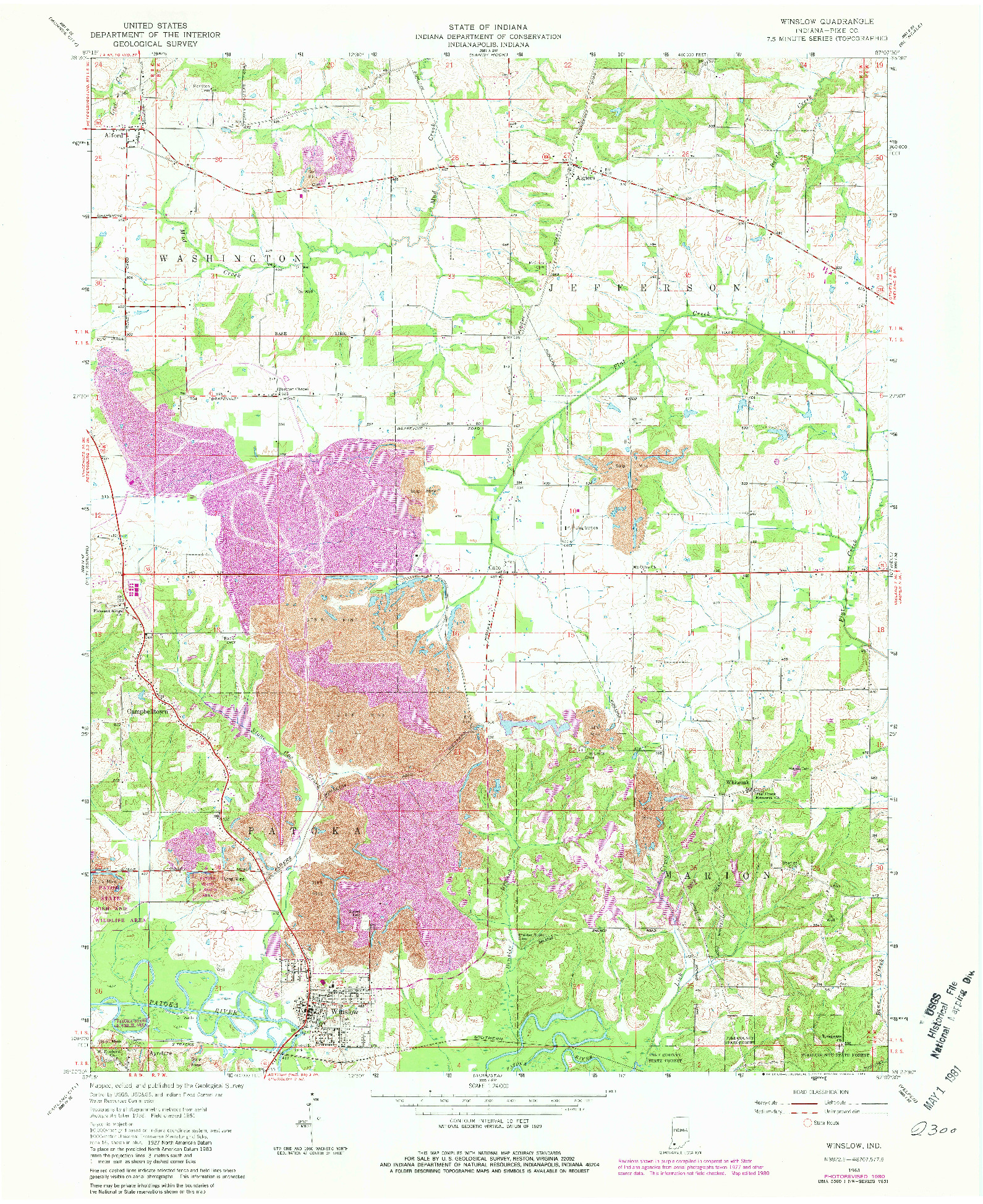 USGS 1:24000-SCALE QUADRANGLE FOR WINSLOW, IN 1961