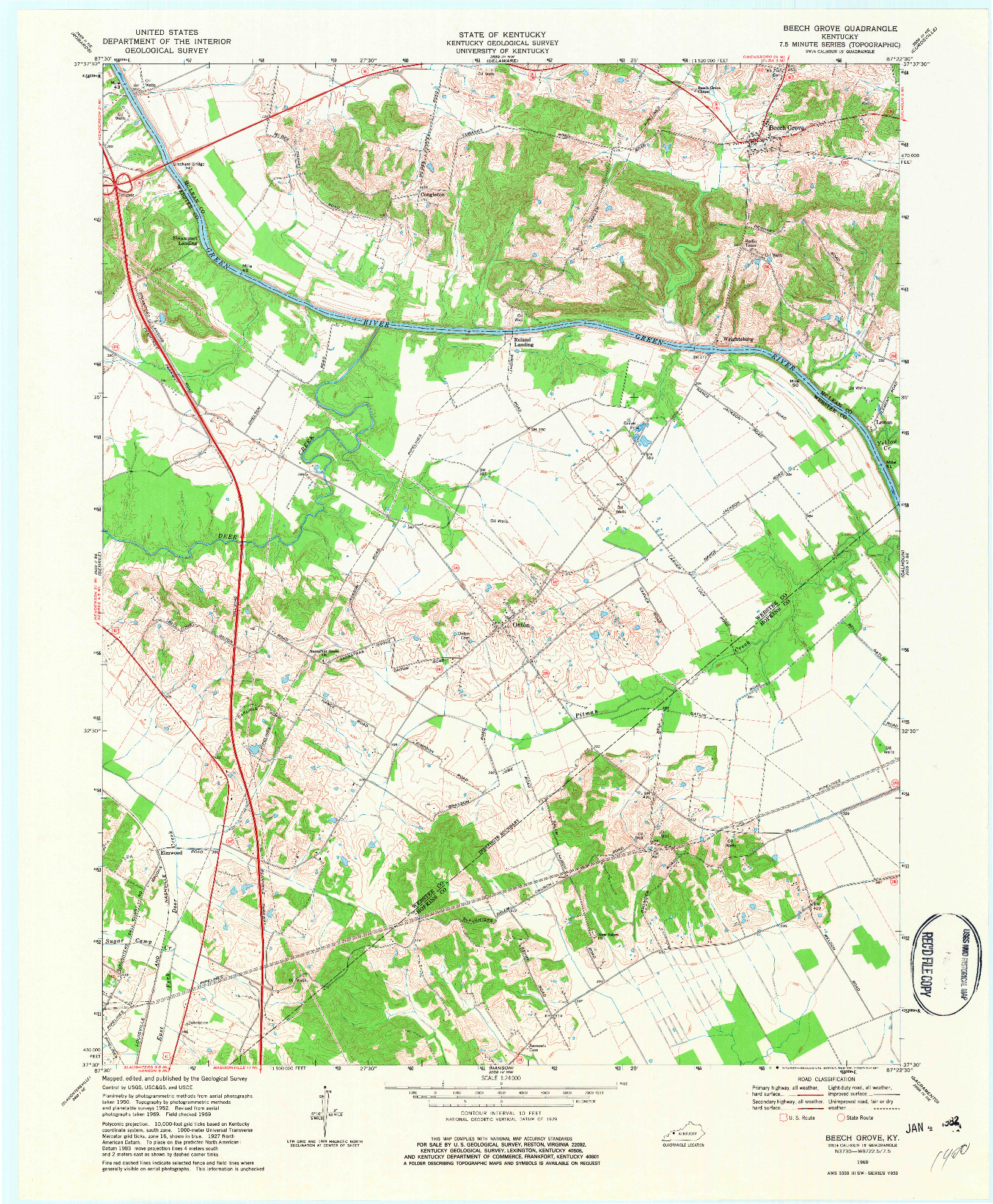 USGS 1:24000-SCALE QUADRANGLE FOR BEECH GROVE, KY 1969