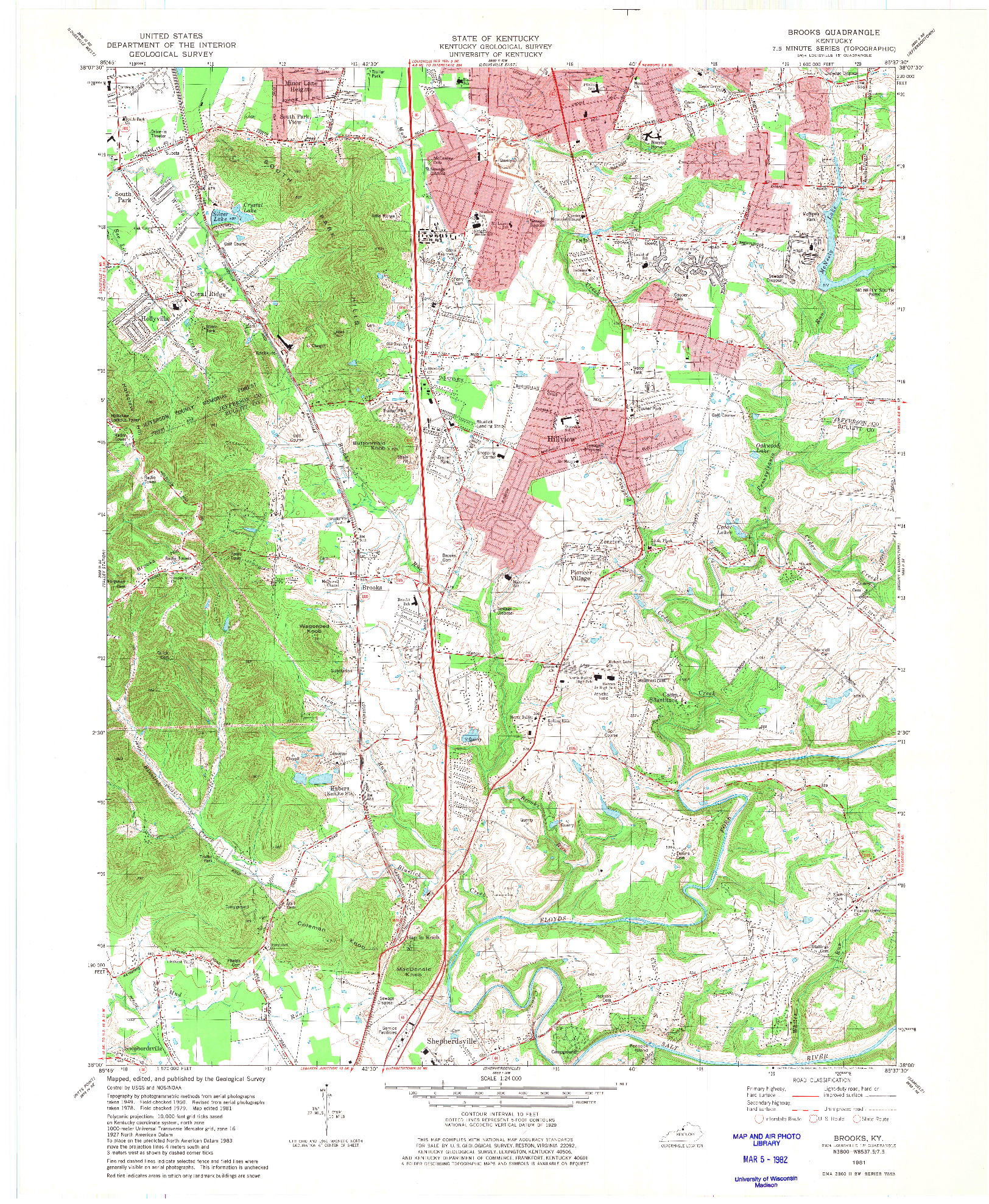 USGS 1:24000-SCALE QUADRANGLE FOR BROOKS, KY 1981