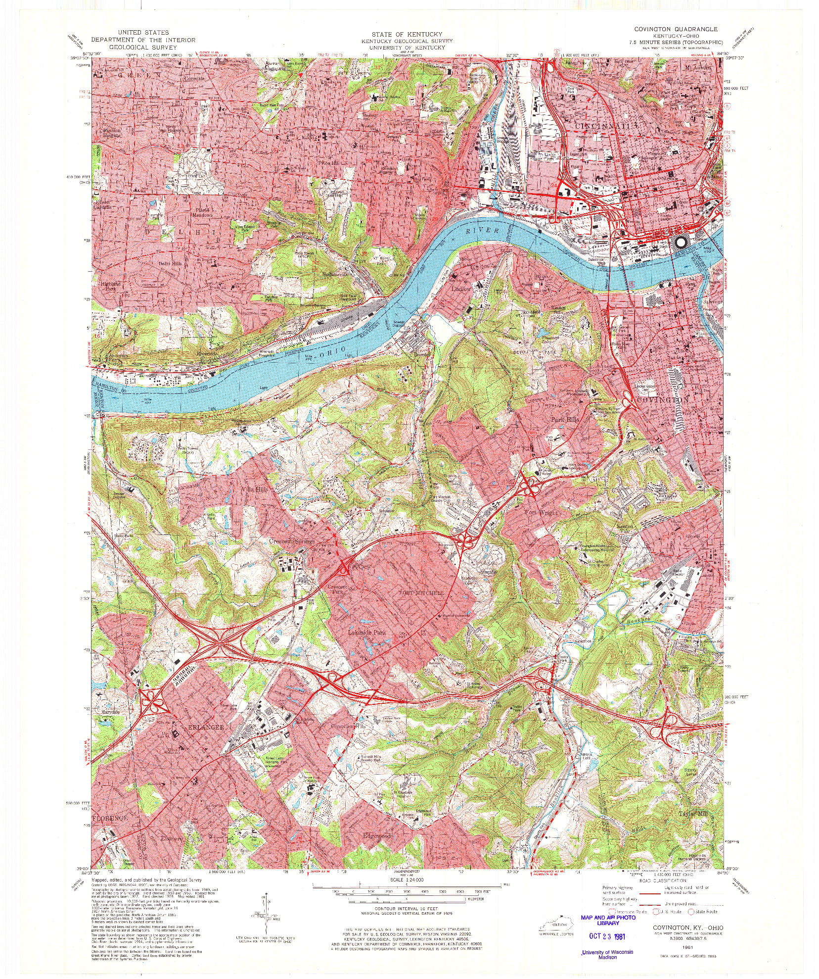 USGS 1:24000-SCALE QUADRANGLE FOR COVINGTON, KY 1981