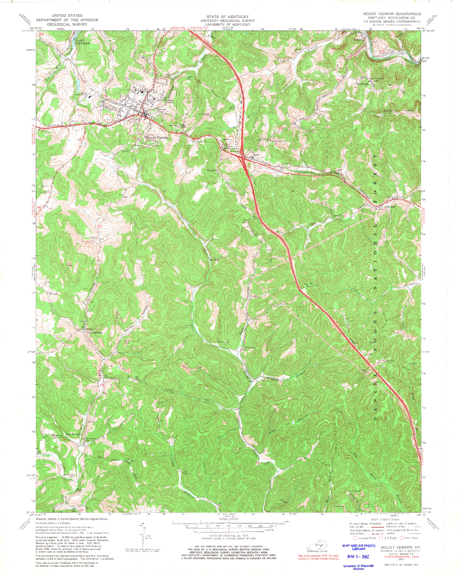 USGS 1:24000-SCALE QUADRANGLE FOR MOUNT VERNON, KY 1970