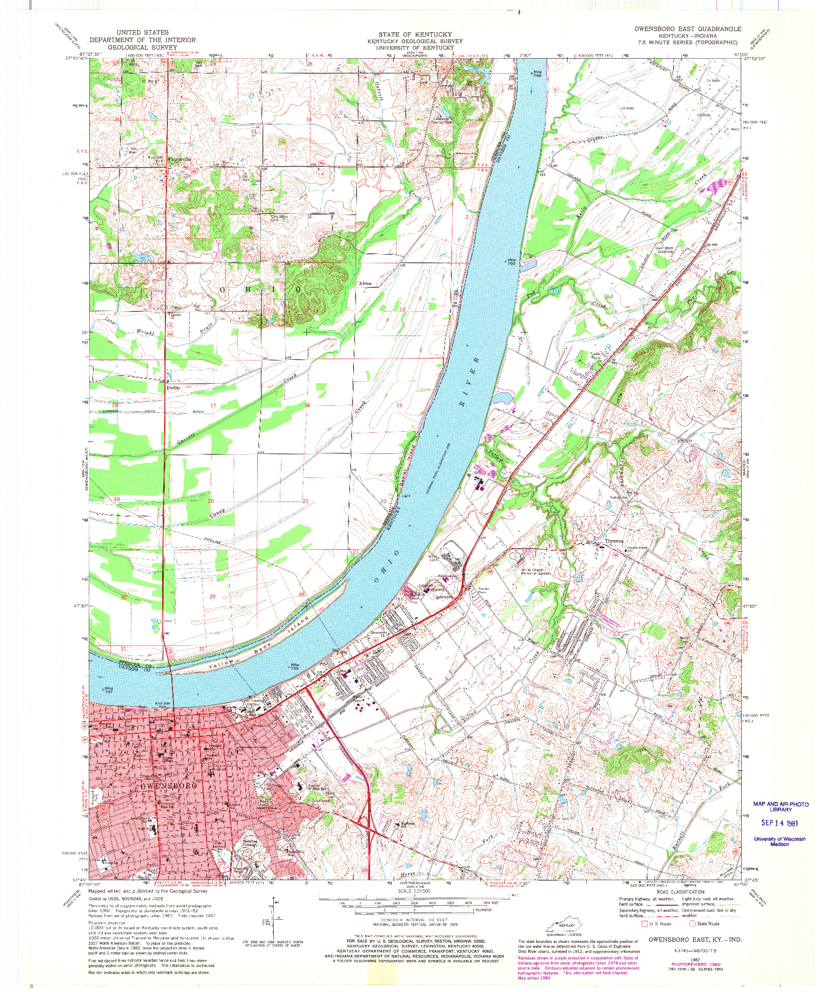 USGS 1:24000-SCALE QUADRANGLE FOR OWENSBORO EAST, KY 1967