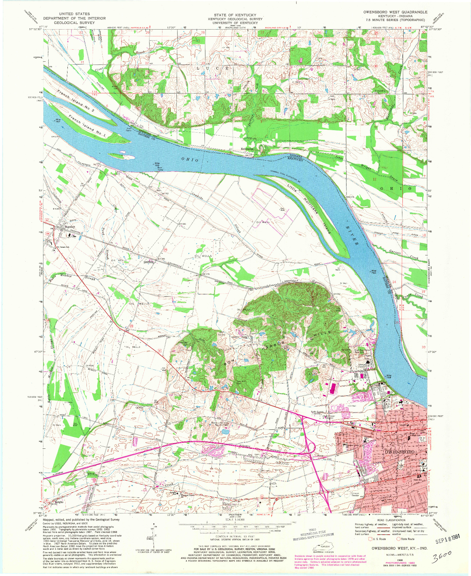 USGS 1:24000-SCALE QUADRANGLE FOR OWENSBORO WEST, KY 1968