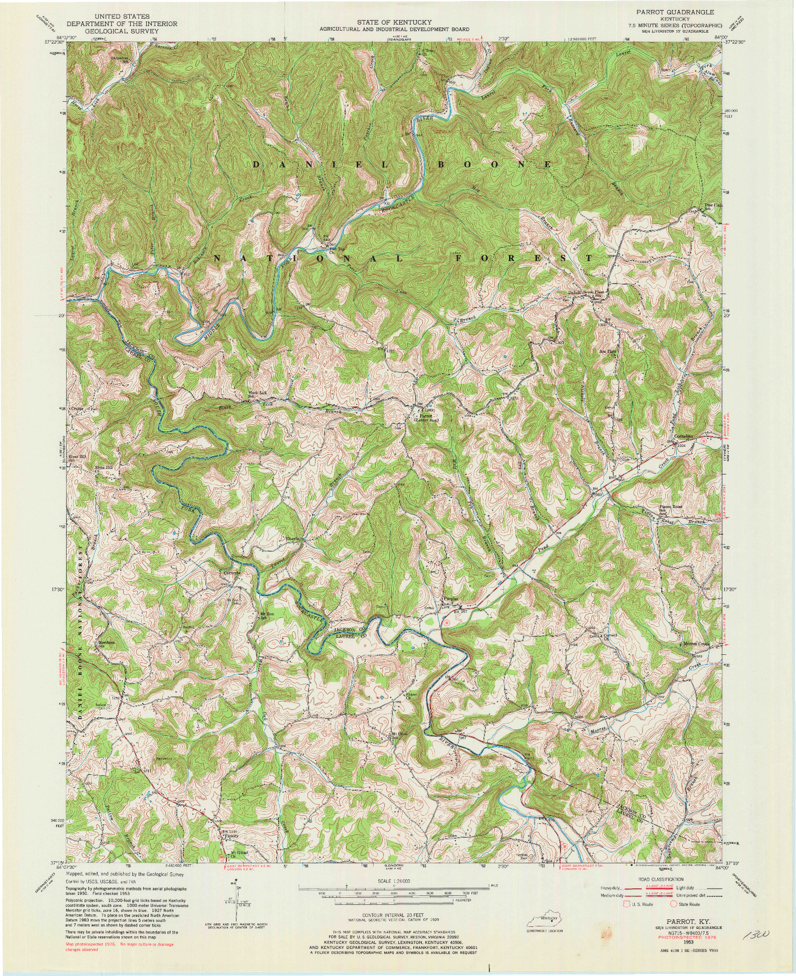 USGS 1:24000-SCALE QUADRANGLE FOR PARROT, KY 1953