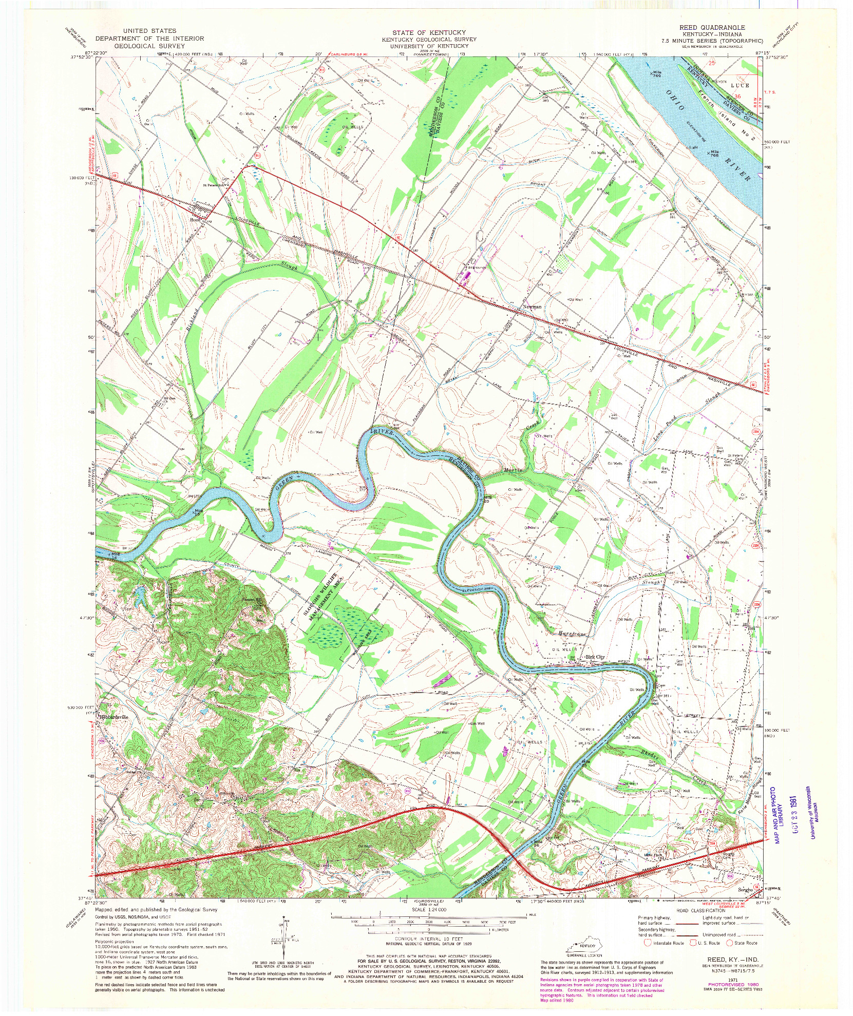 USGS 1:24000-SCALE QUADRANGLE FOR REED, KY 1971