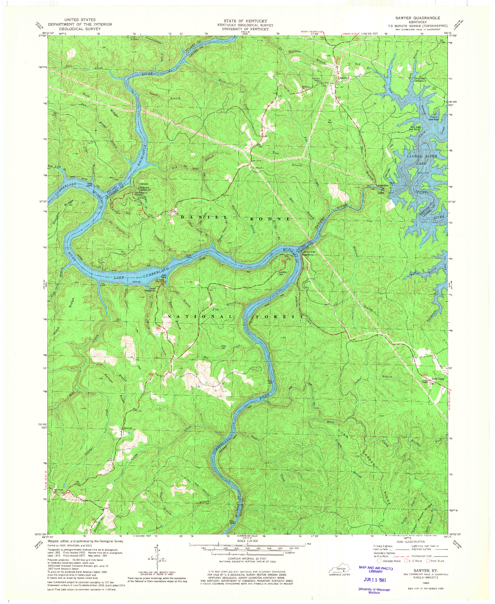 USGS 1:24000-SCALE QUADRANGLE FOR SAWYER, KY 1980
