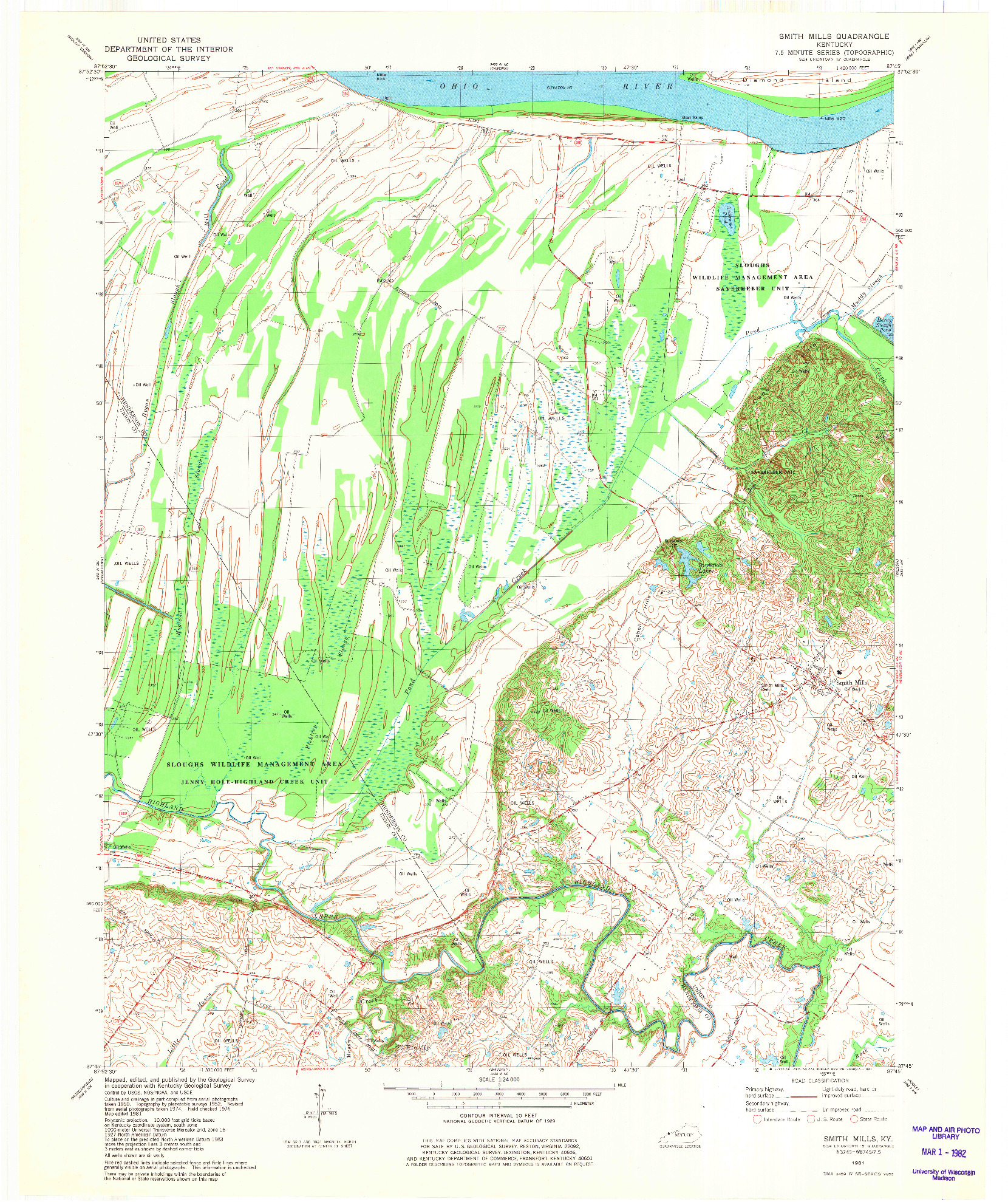 USGS 1:24000-SCALE QUADRANGLE FOR SMITH MILLS, KY 1981