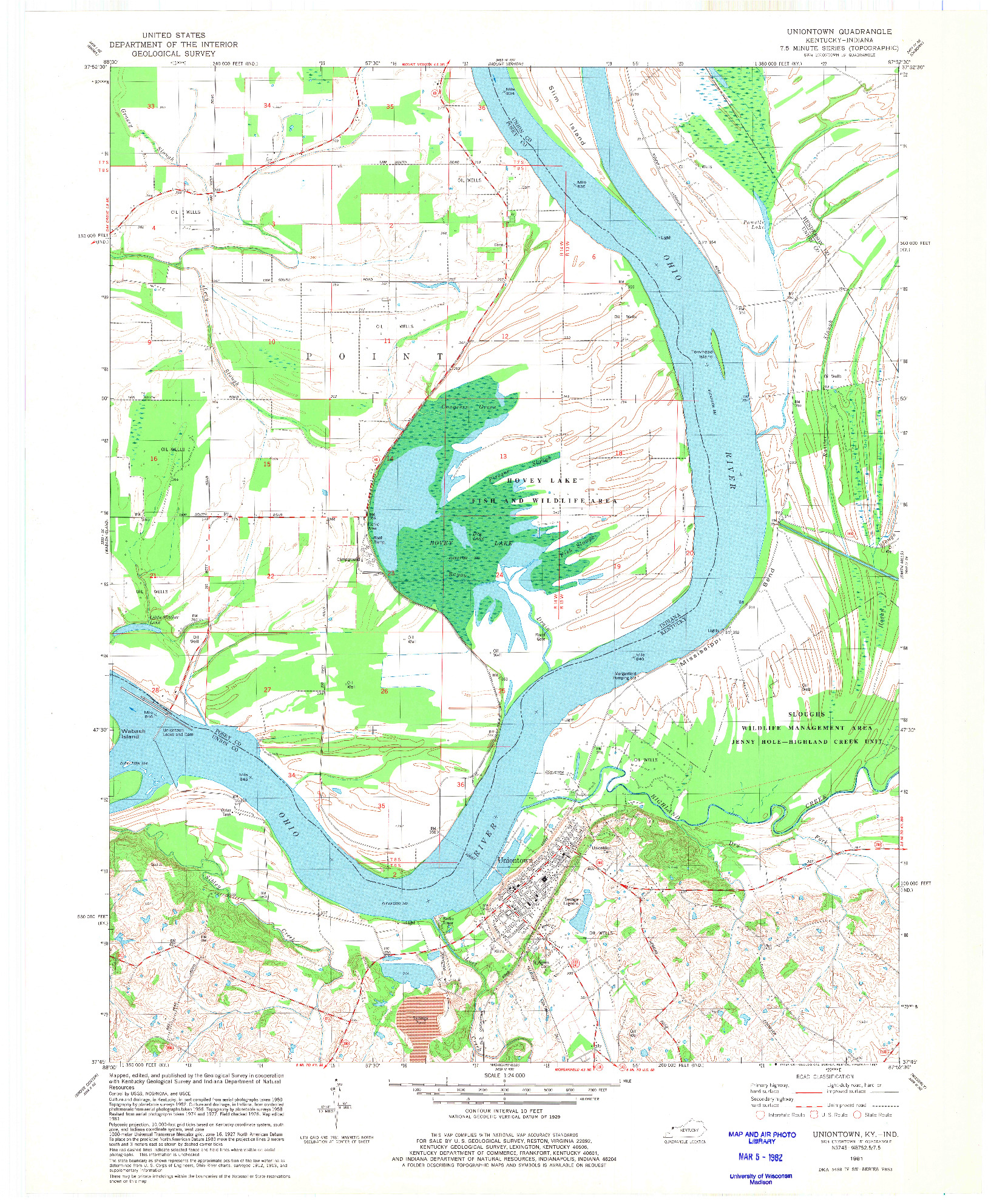 USGS 1:24000-SCALE QUADRANGLE FOR UNIONTOWN, KY 1981