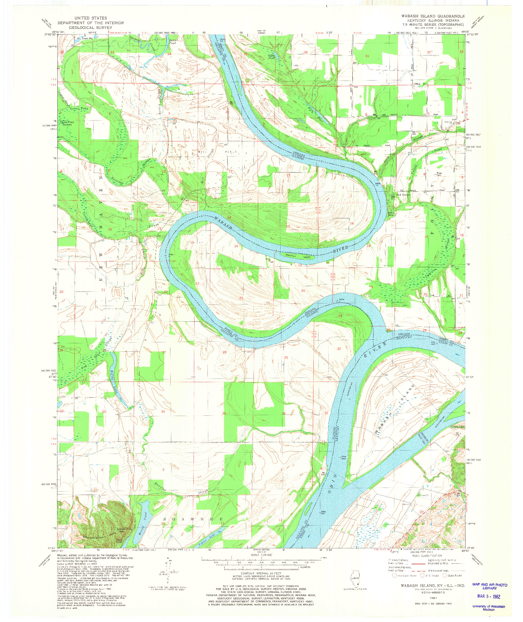 USGS 1:24000-SCALE QUADRANGLE FOR WABASH ISLAND, KY 1981