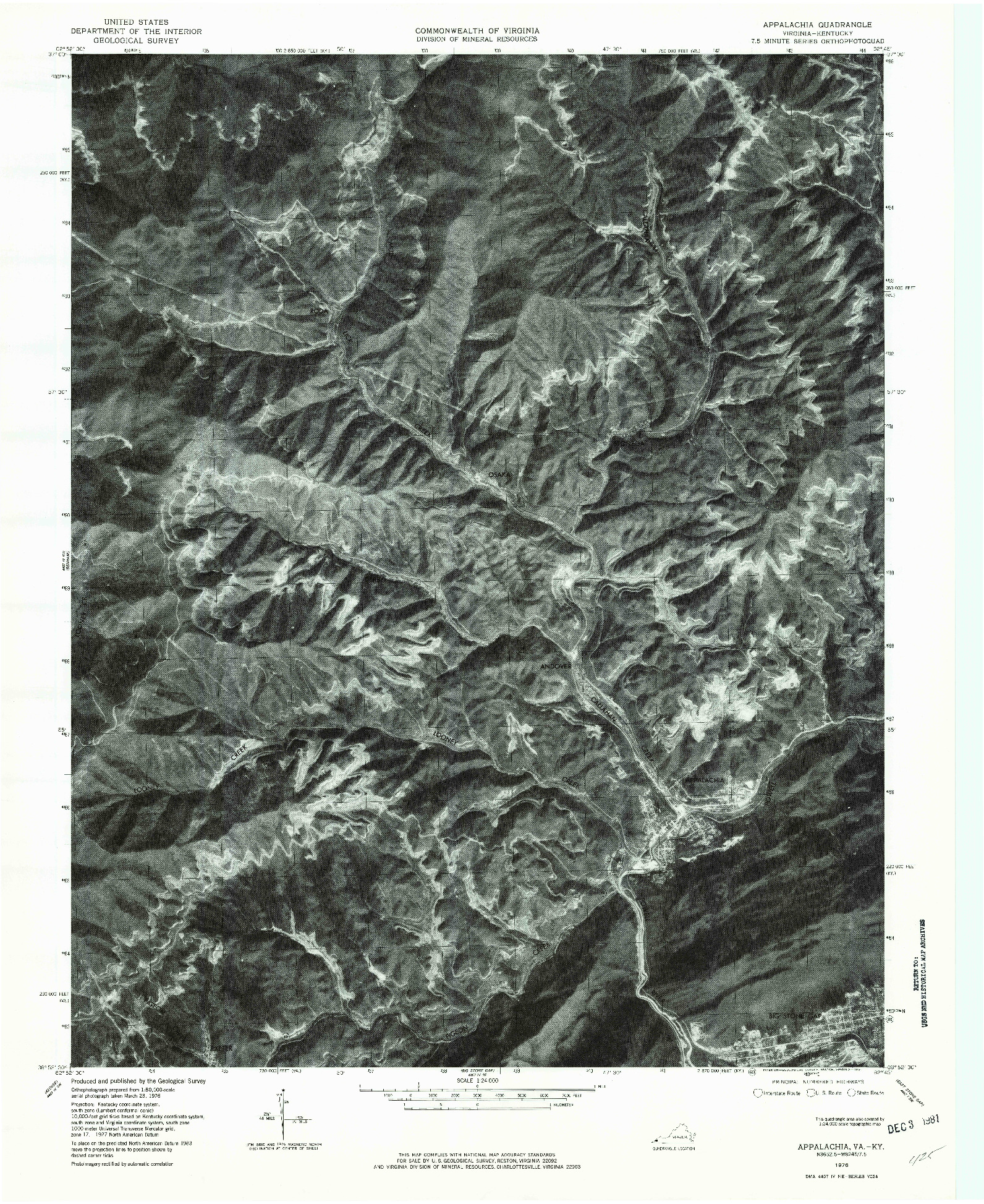USGS 1:24000-SCALE QUADRANGLE FOR APPALACHIA, VA 1976