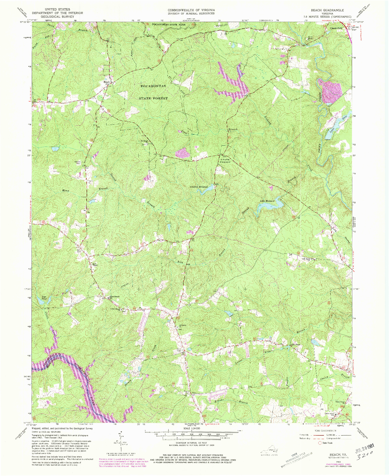 USGS 1:24000-SCALE QUADRANGLE FOR BEACH, VA 1963