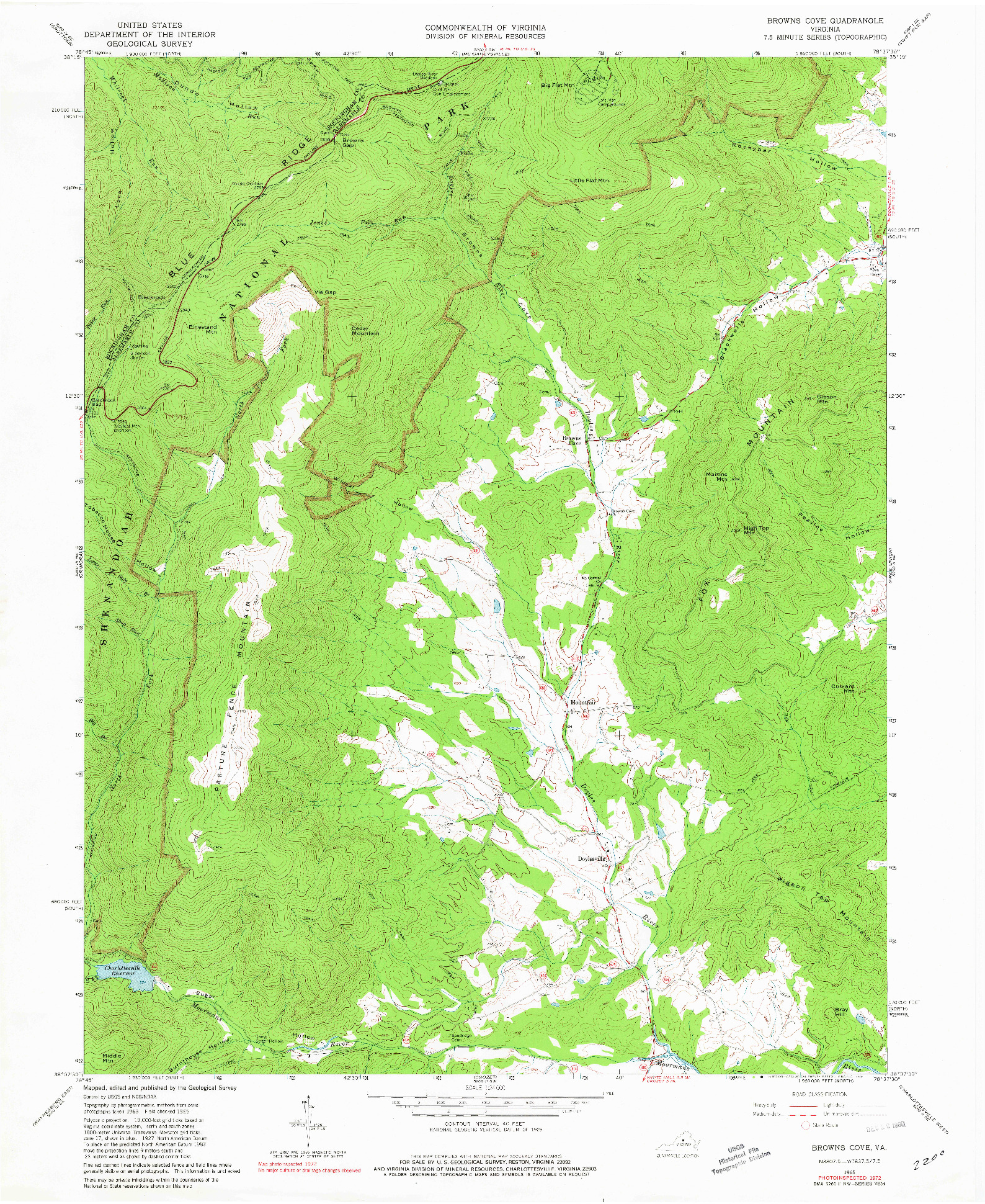 USGS 1:24000-SCALE QUADRANGLE FOR BROWNS COVE, VA 1965