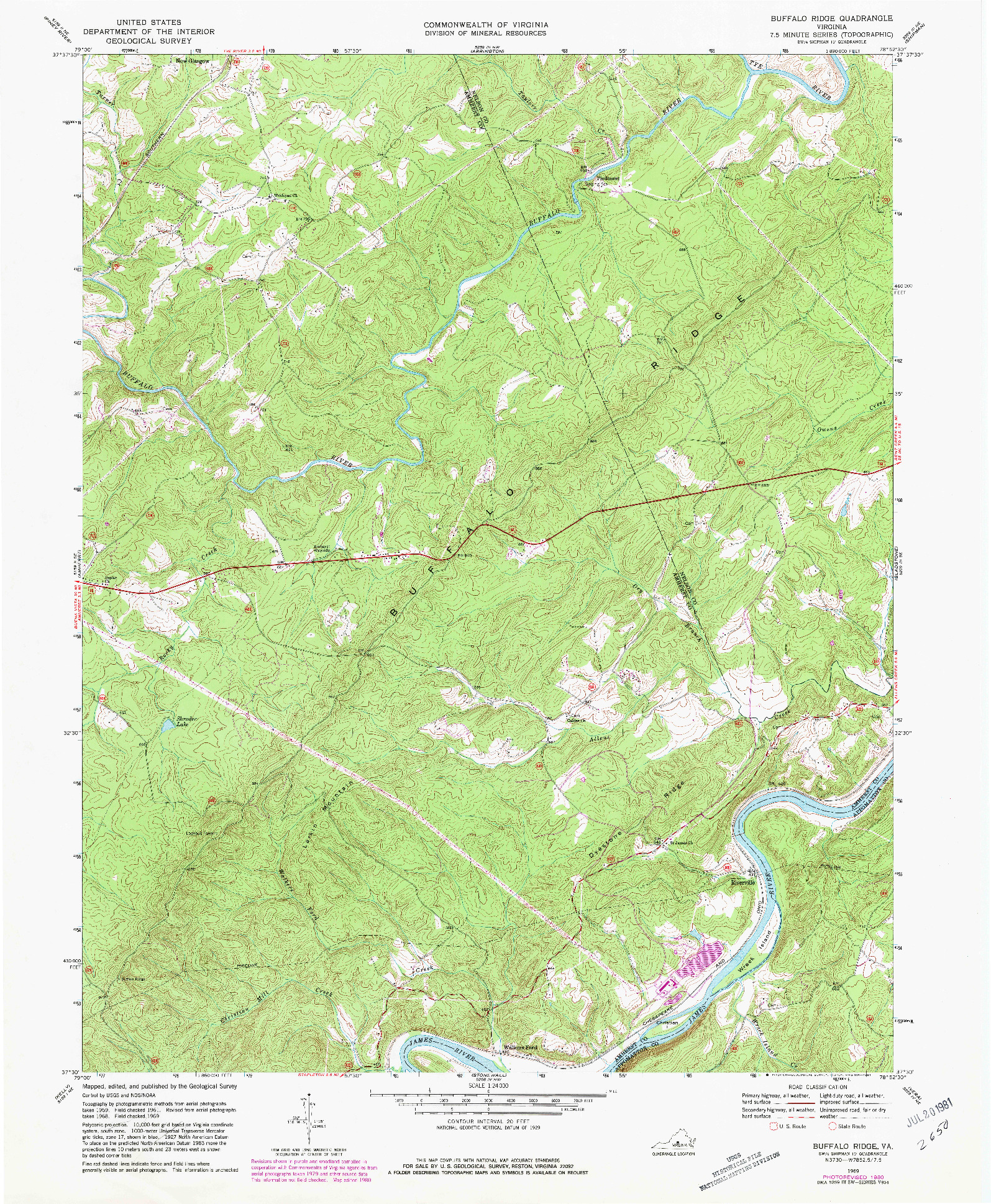 USGS 1:24000-SCALE QUADRANGLE FOR BUFFALO RIDGE, VA 1969