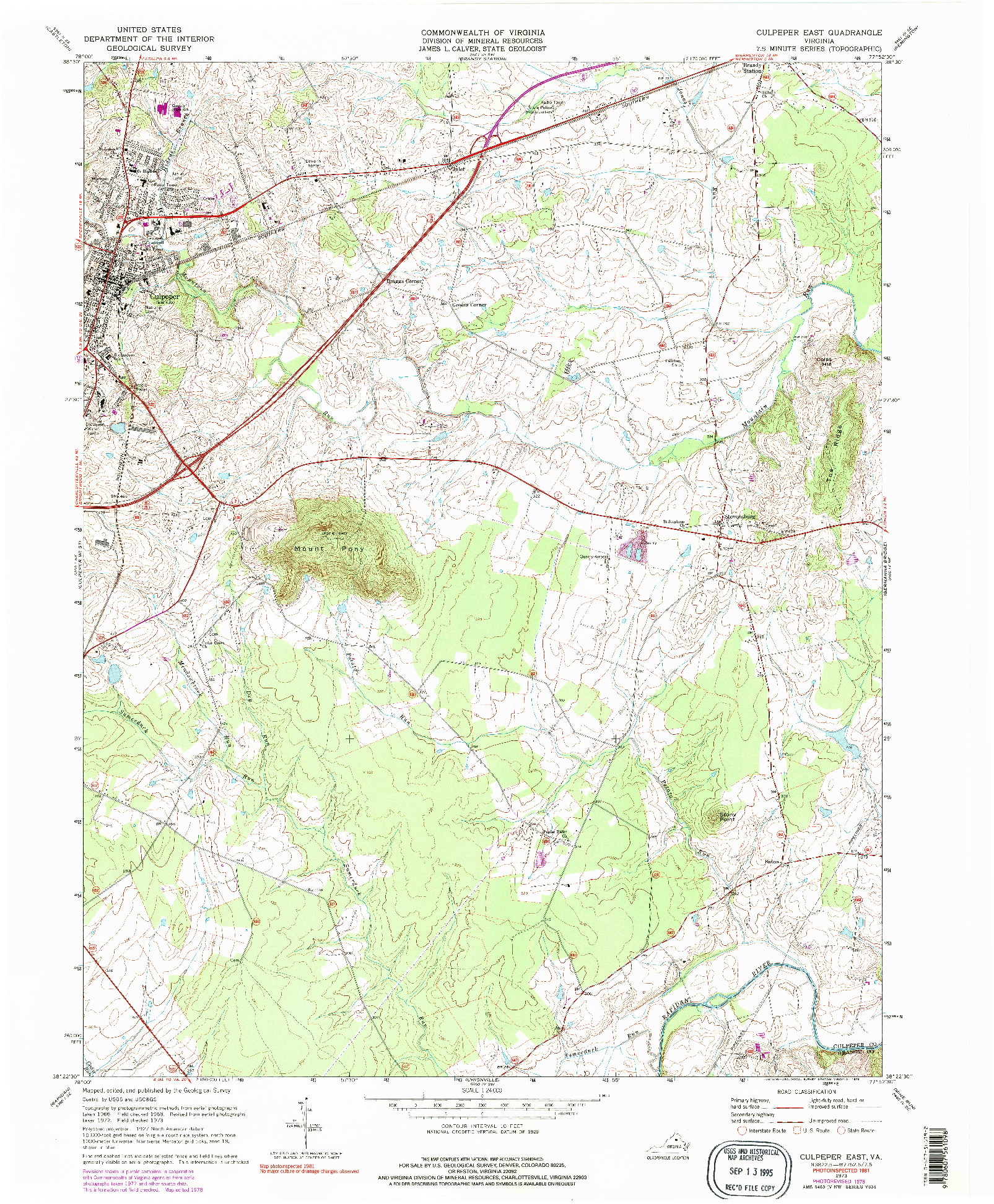 USGS 1:24000-SCALE QUADRANGLE FOR CULPEPER EAST, VA 1973