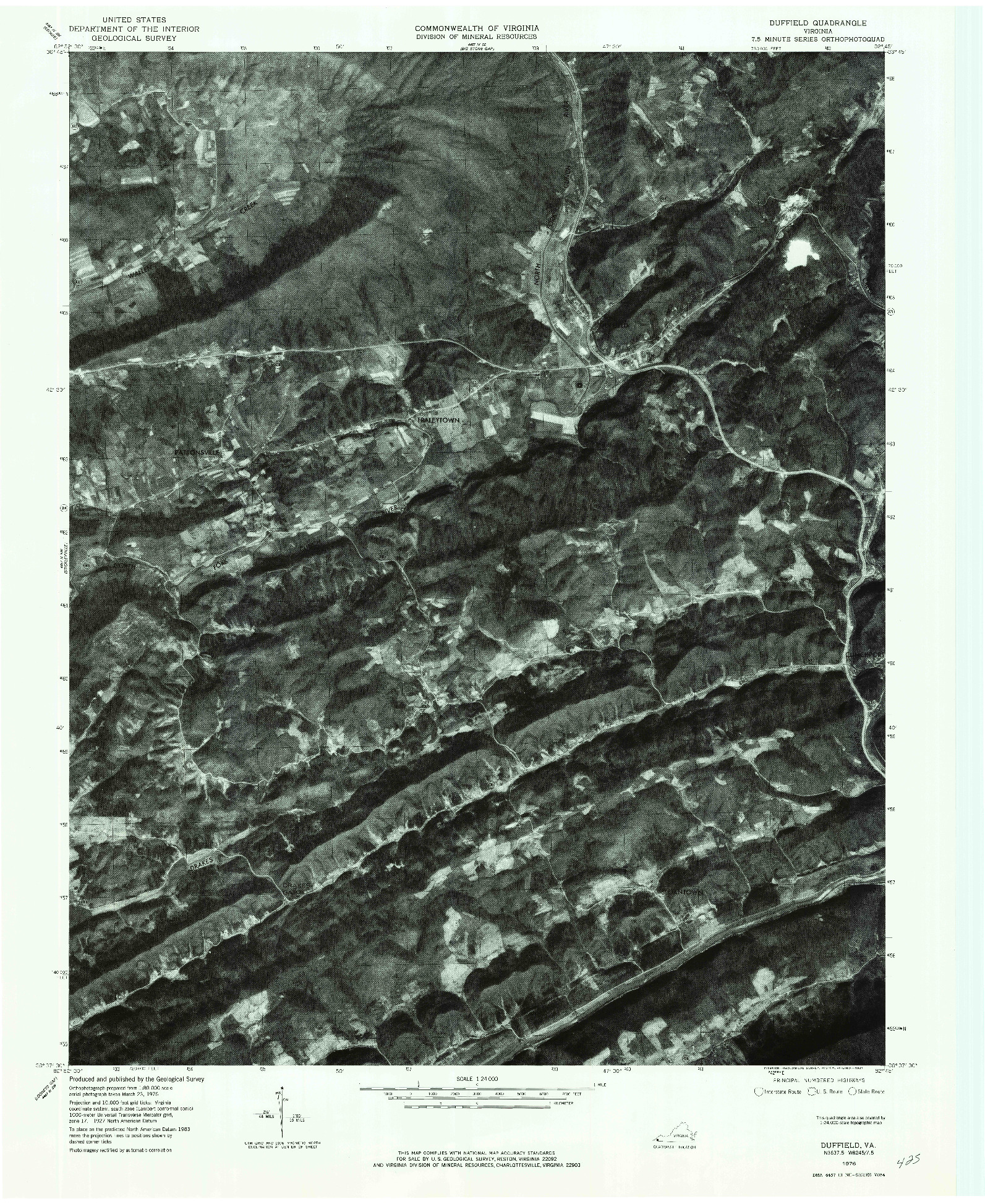 USGS 1:24000-SCALE QUADRANGLE FOR DUFFIELD, VA 1976