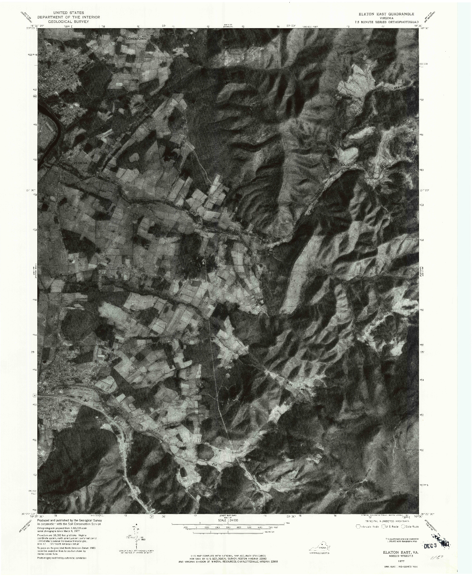USGS 1:24000-SCALE QUADRANGLE FOR ELKTON EAST, VA 1977
