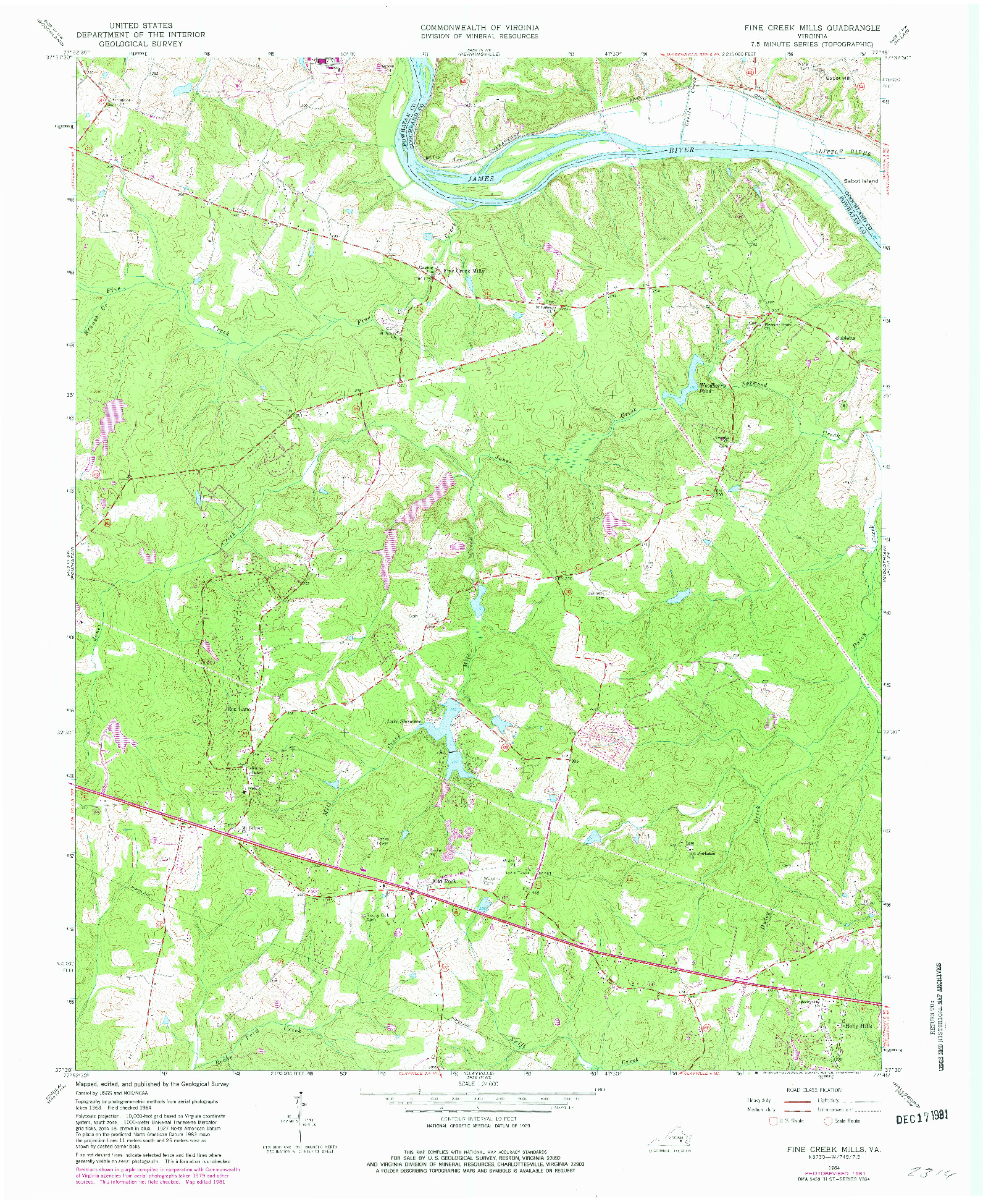 USGS 1:24000-SCALE QUADRANGLE FOR FINE CREEK MILLS, VA 1964