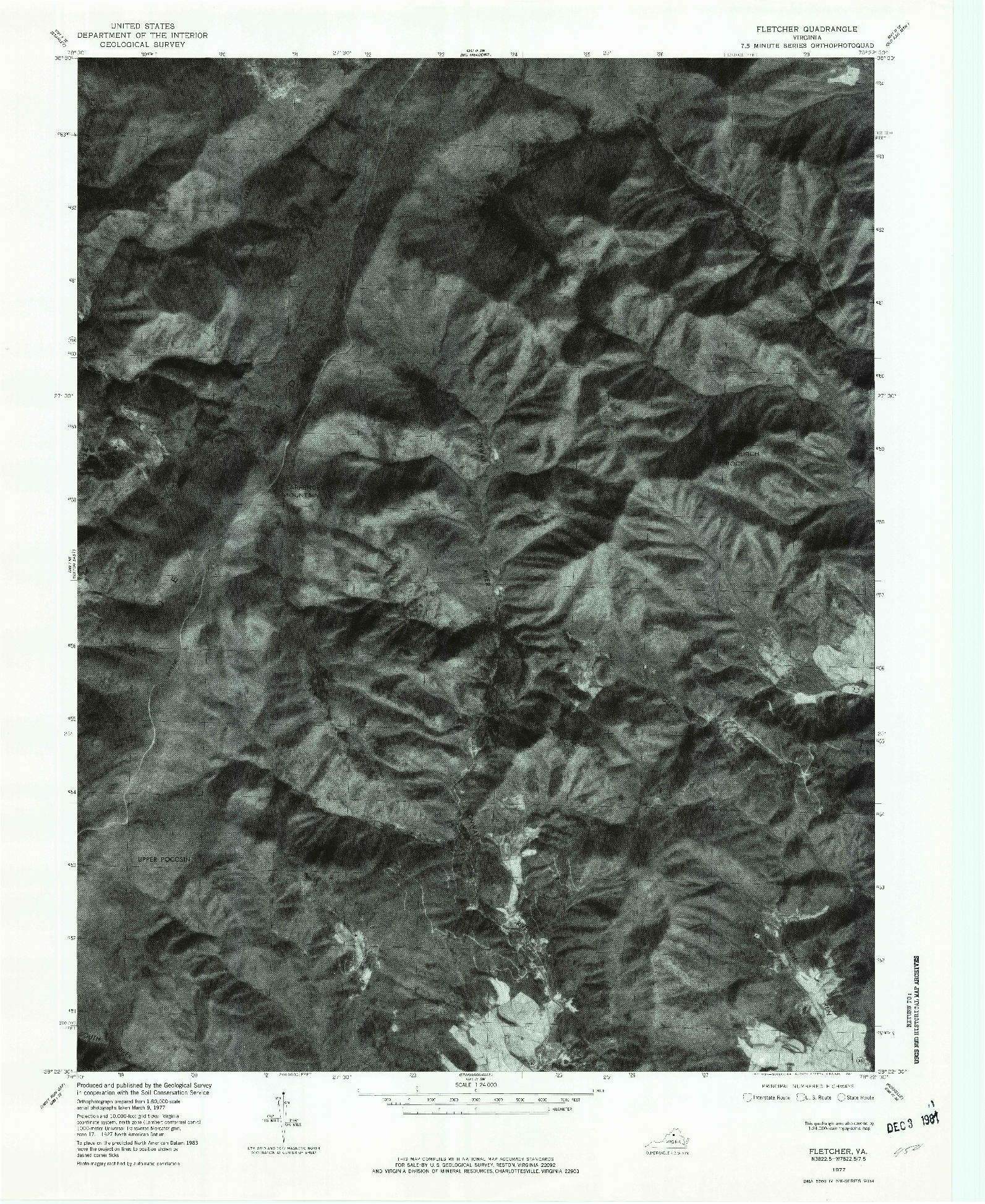 USGS 1:24000-SCALE QUADRANGLE FOR FLETCHER, VA 1977