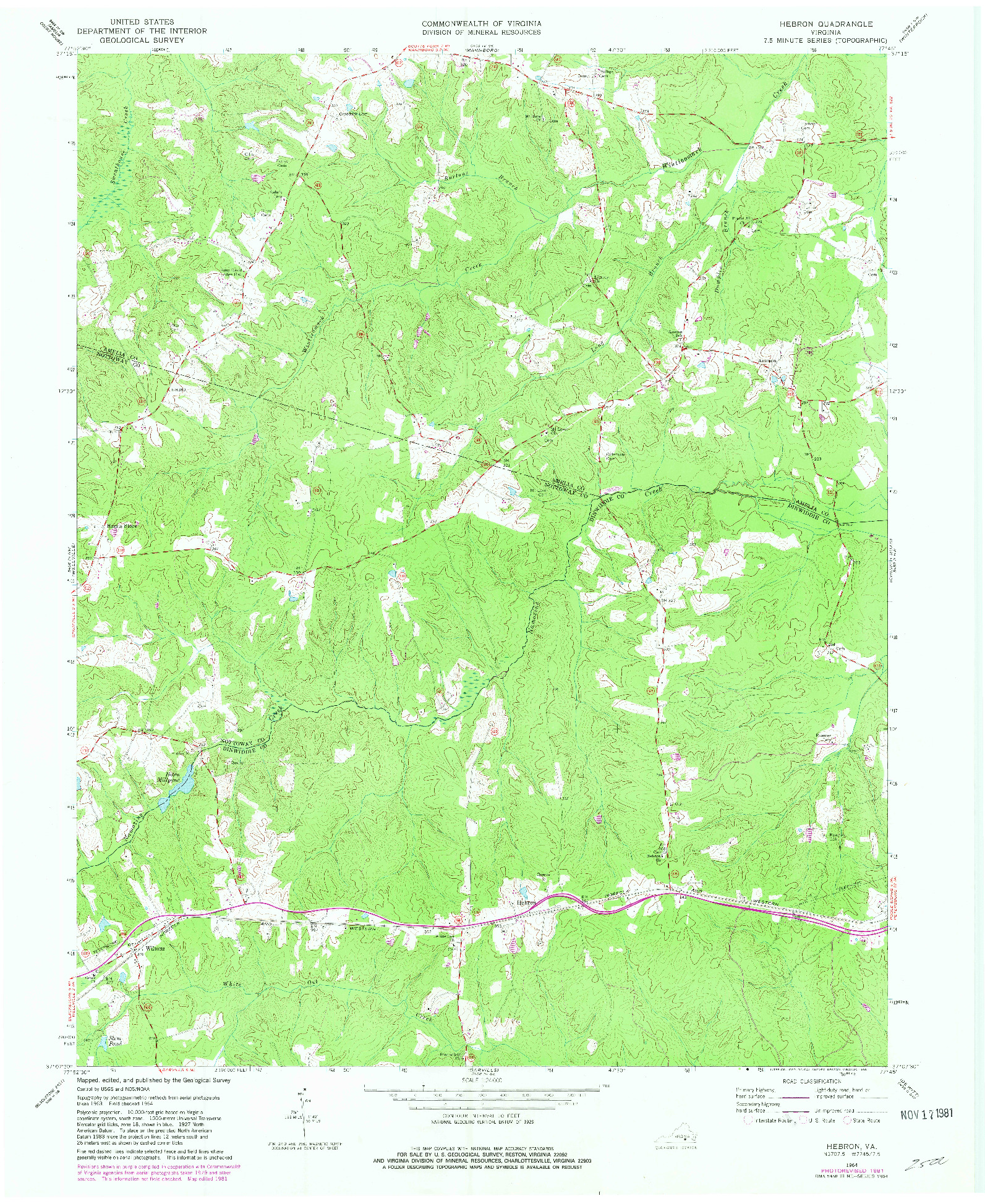 USGS 1:24000-SCALE QUADRANGLE FOR HEBRON, VA 1964