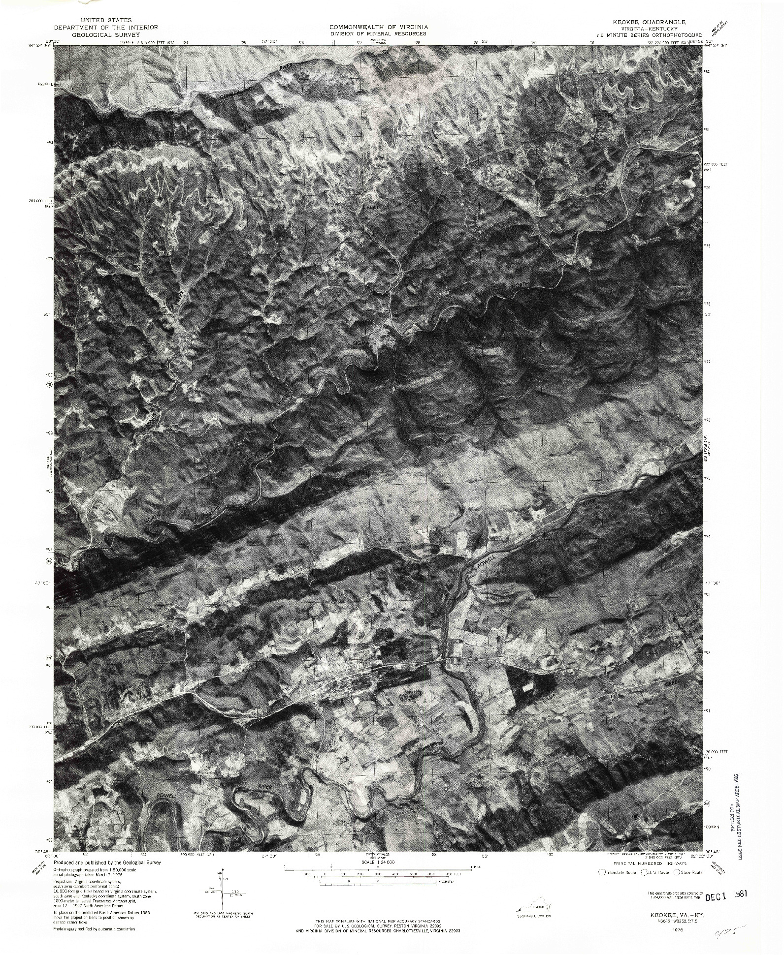 USGS 1:24000-SCALE QUADRANGLE FOR KEOKEE, VA 1976