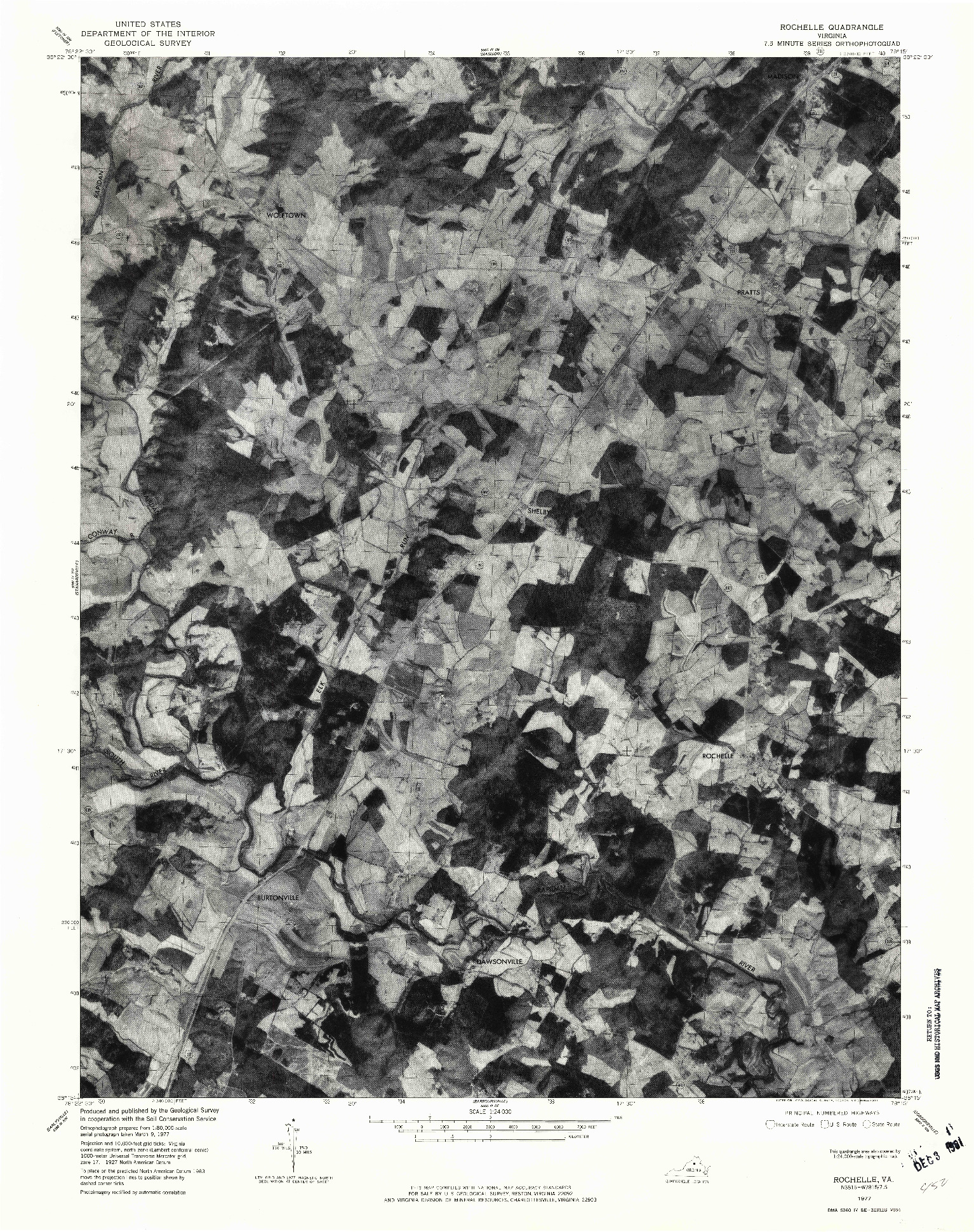 USGS 1:24000-SCALE QUADRANGLE FOR ROCHELLE, VA 1977