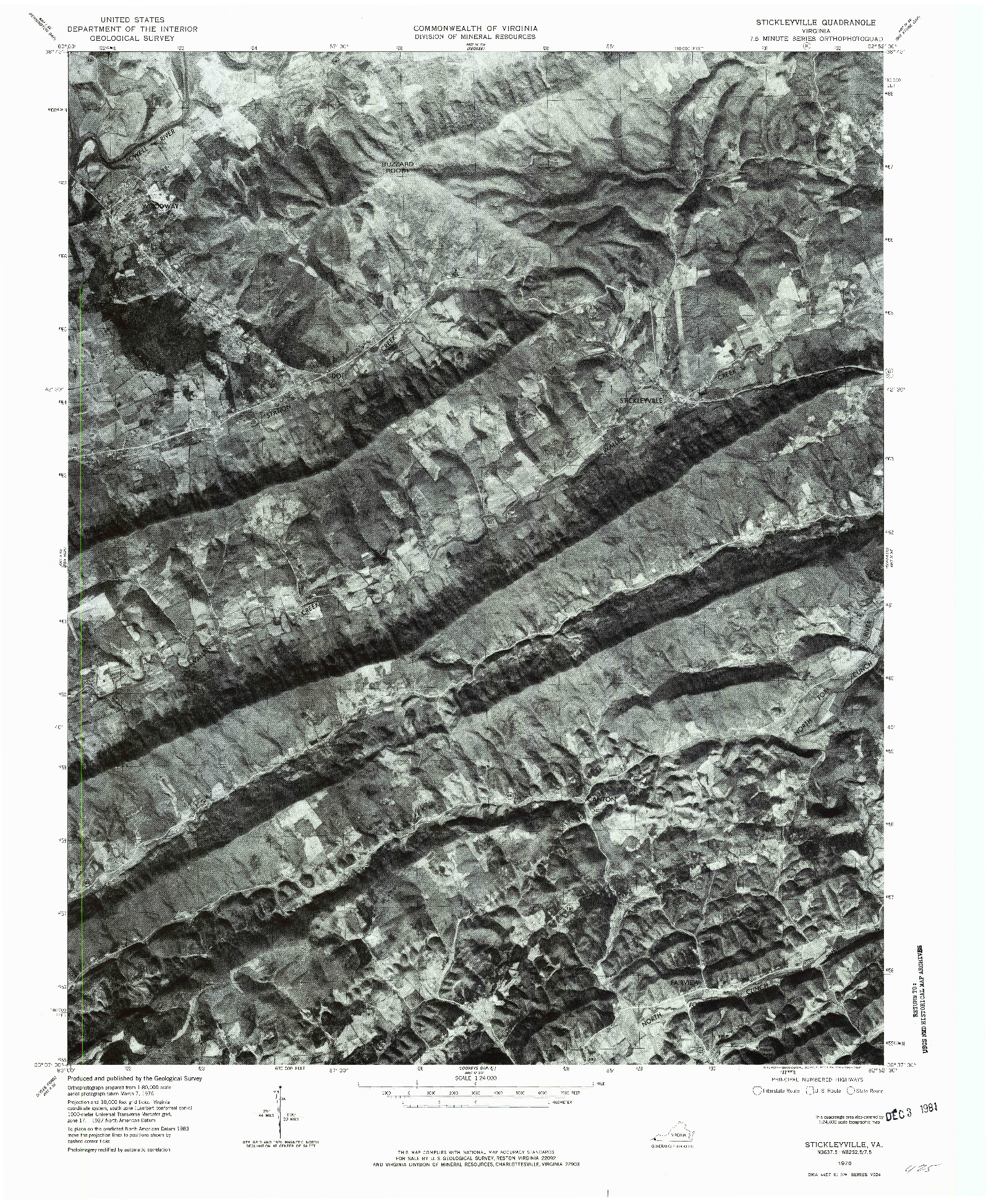USGS 1:24000-SCALE QUADRANGLE FOR STICKLEYVILLE, VA 1976