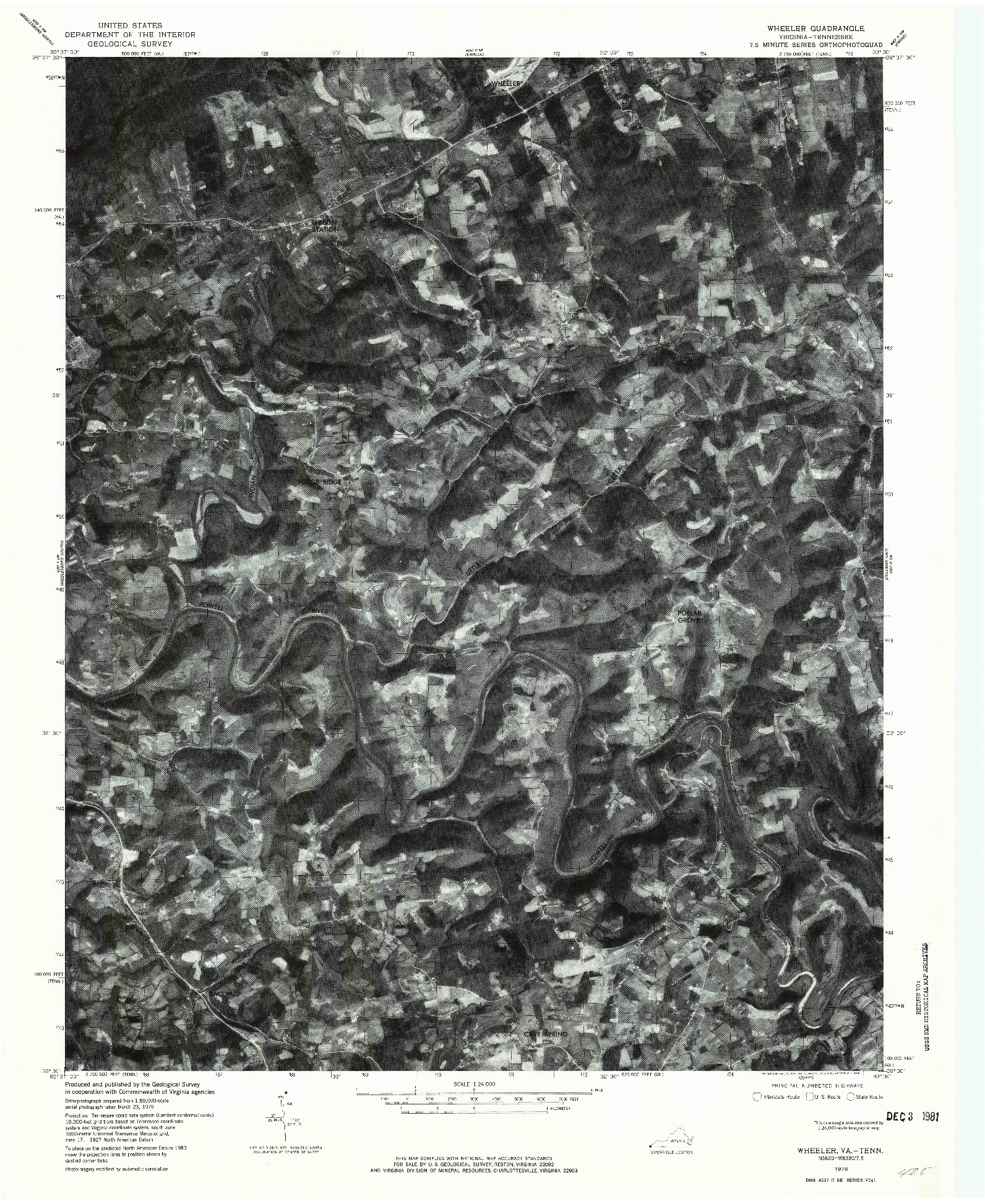 USGS 1:24000-SCALE QUADRANGLE FOR WHEELER, VA 1976