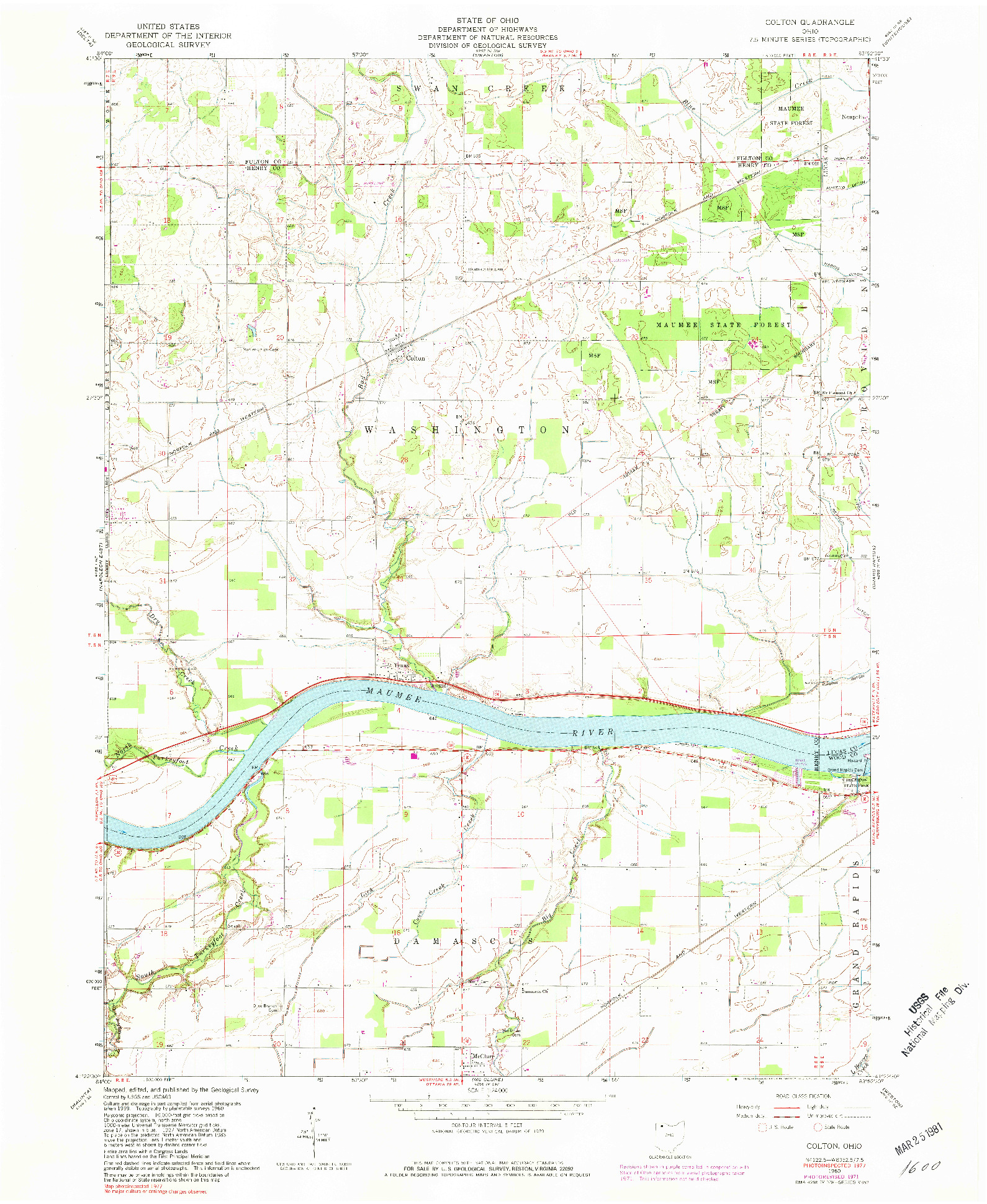 USGS 1:24000-SCALE QUADRANGLE FOR COLTON, OH 1960