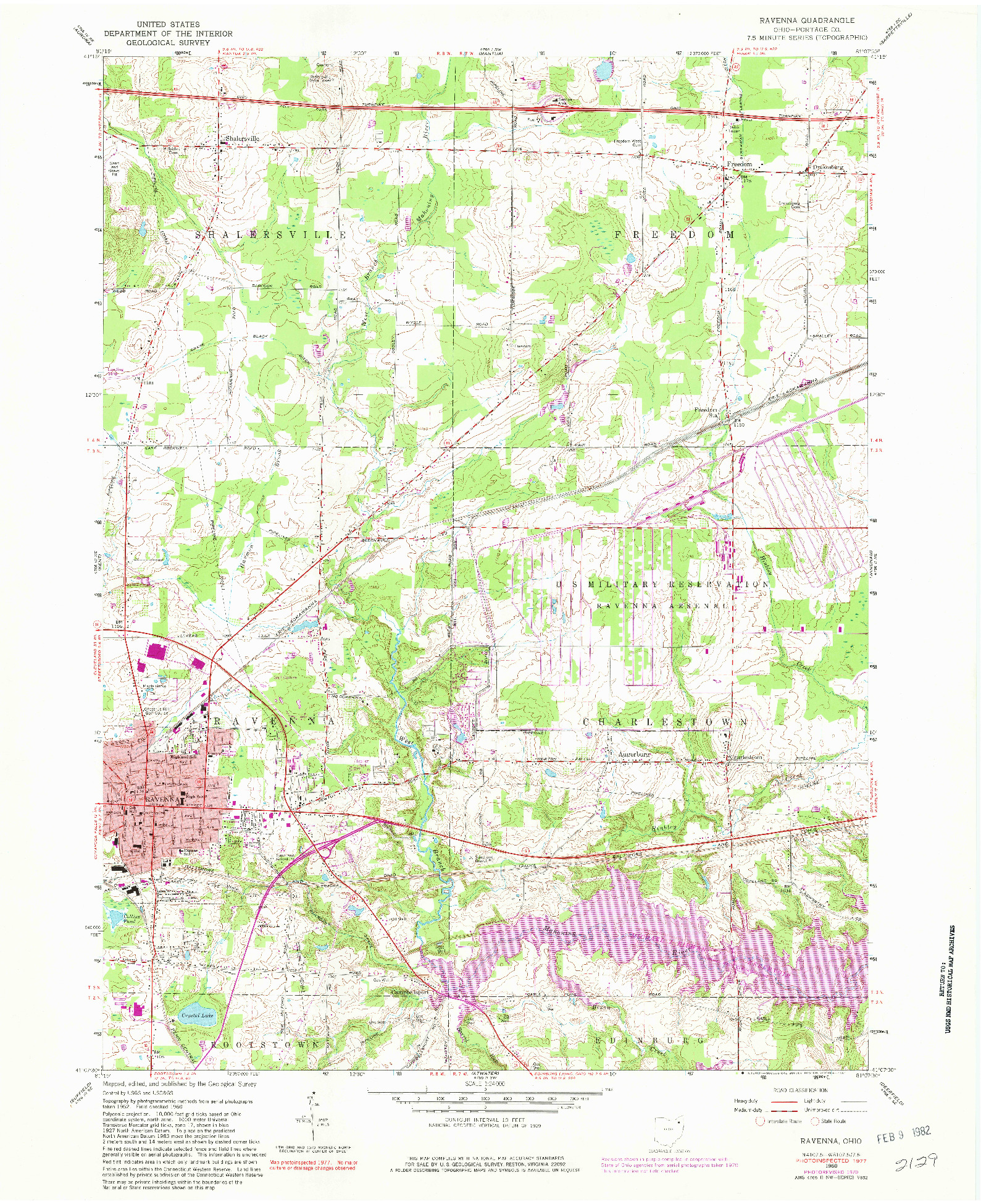 USGS 1:24000-SCALE QUADRANGLE FOR RAVENNA, OH 1960