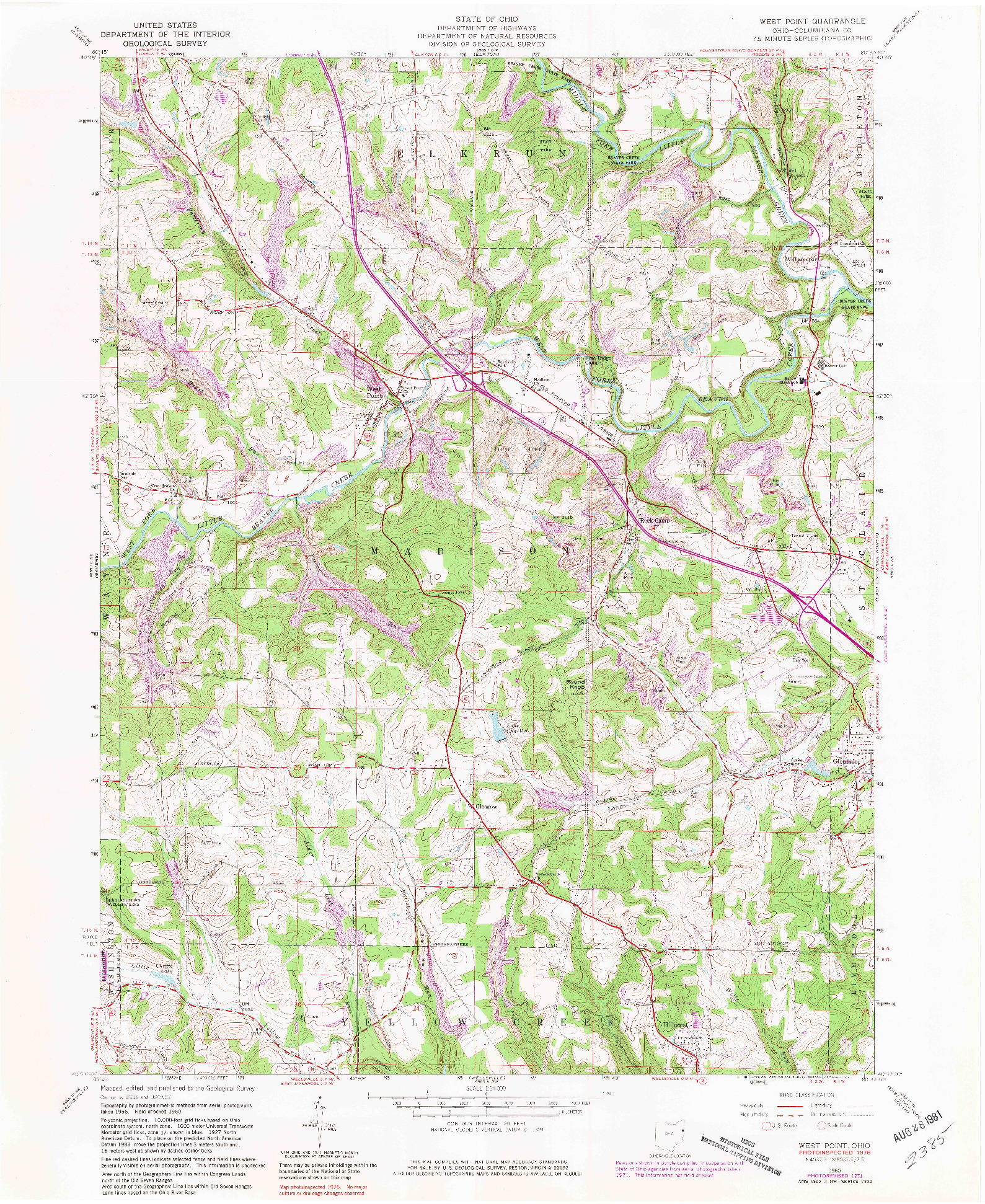 USGS 1:24000-SCALE QUADRANGLE FOR WEST POINT, OH 1960