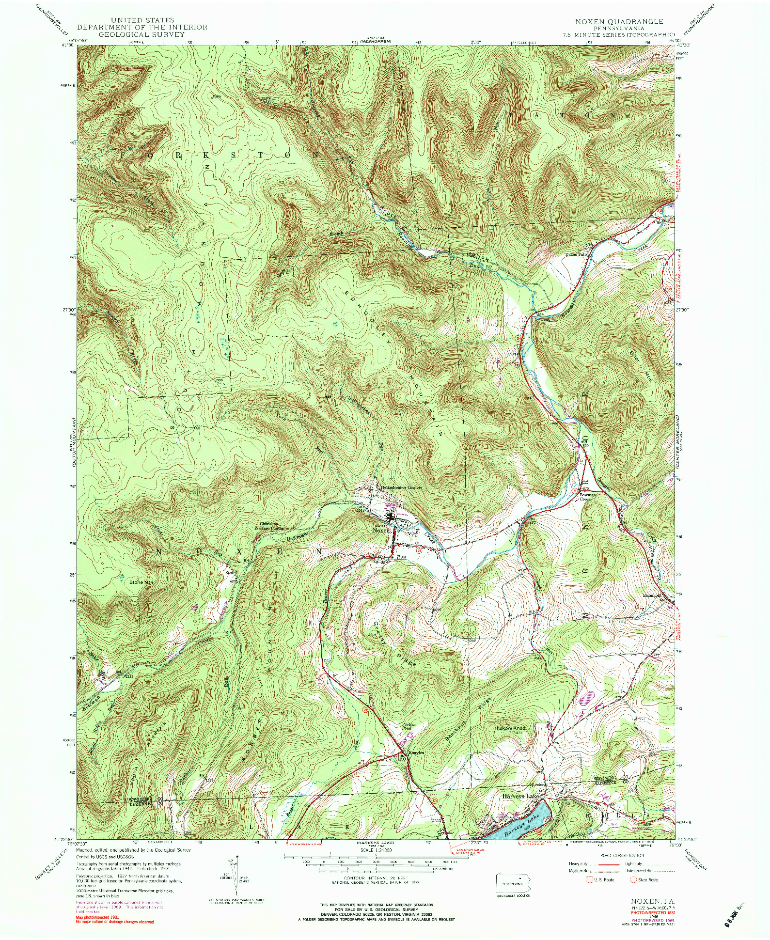 USGS 1:24000-SCALE QUADRANGLE FOR NOXEN, PA 1946