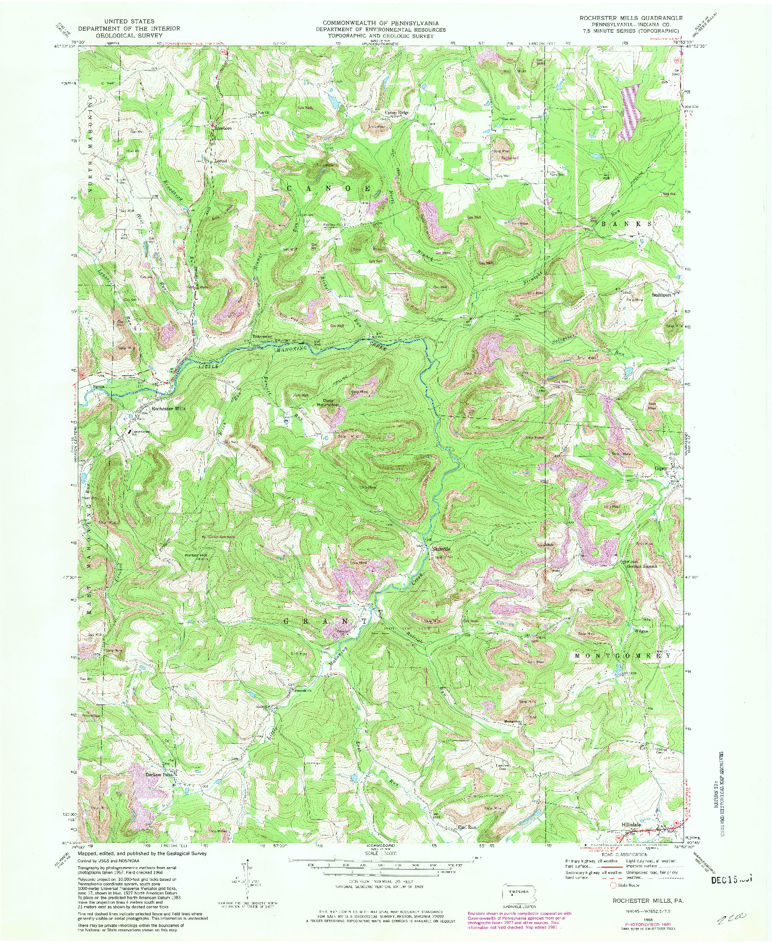 USGS 1:24000-SCALE QUADRANGLE FOR ROCHESTER MILLS, PA 1968