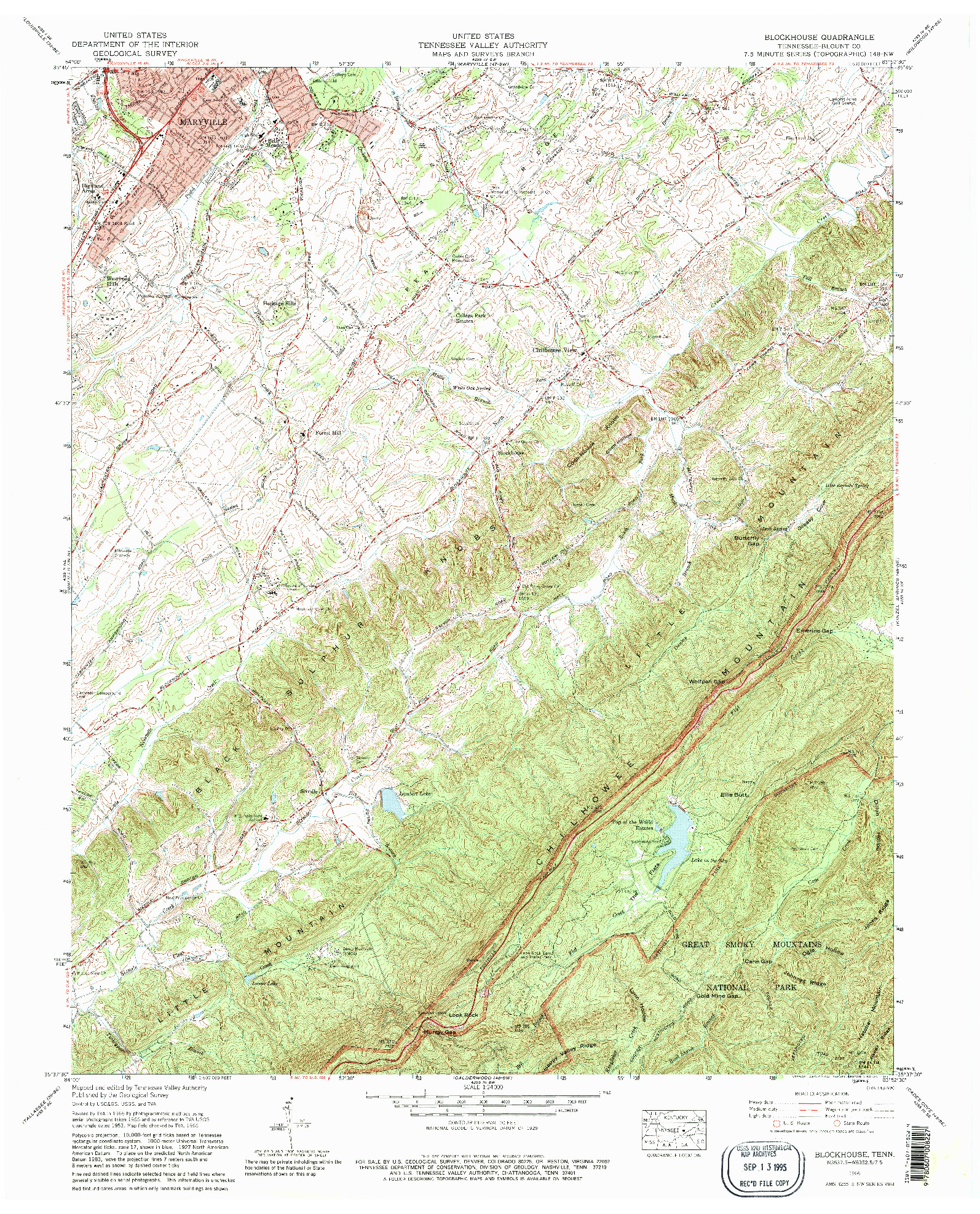 USGS 1:24000-SCALE QUADRANGLE FOR BLOCKHOUSE, TN 1966