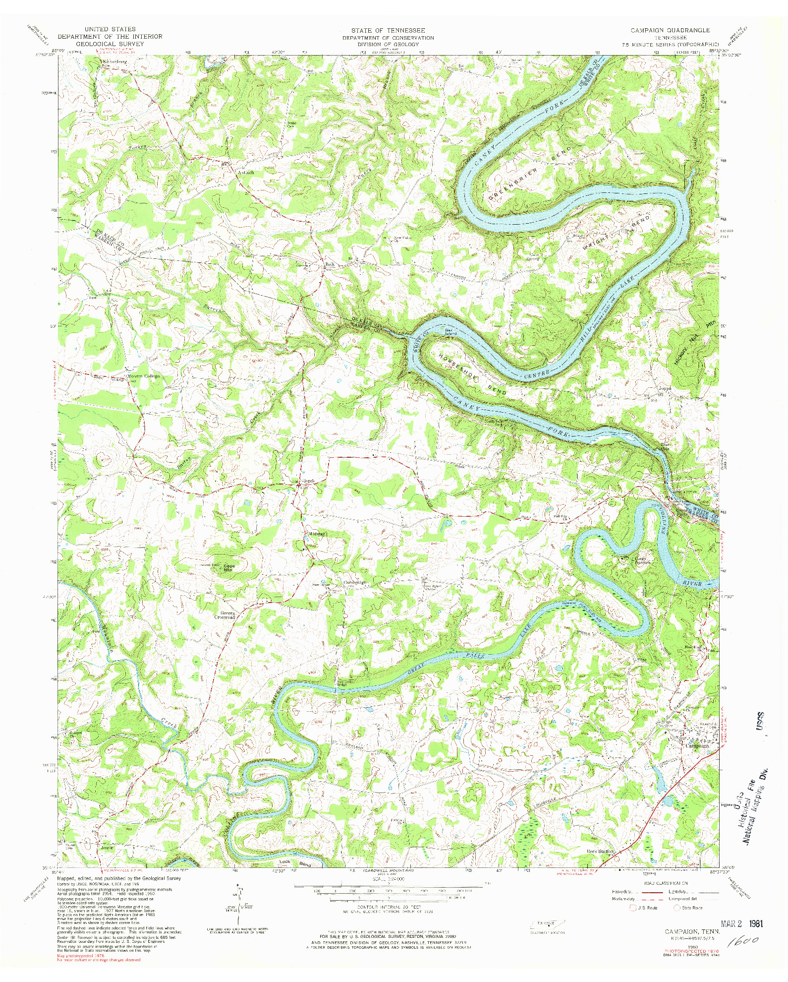 USGS 1:24000-SCALE QUADRANGLE FOR CAMPAIGN, TN 1960