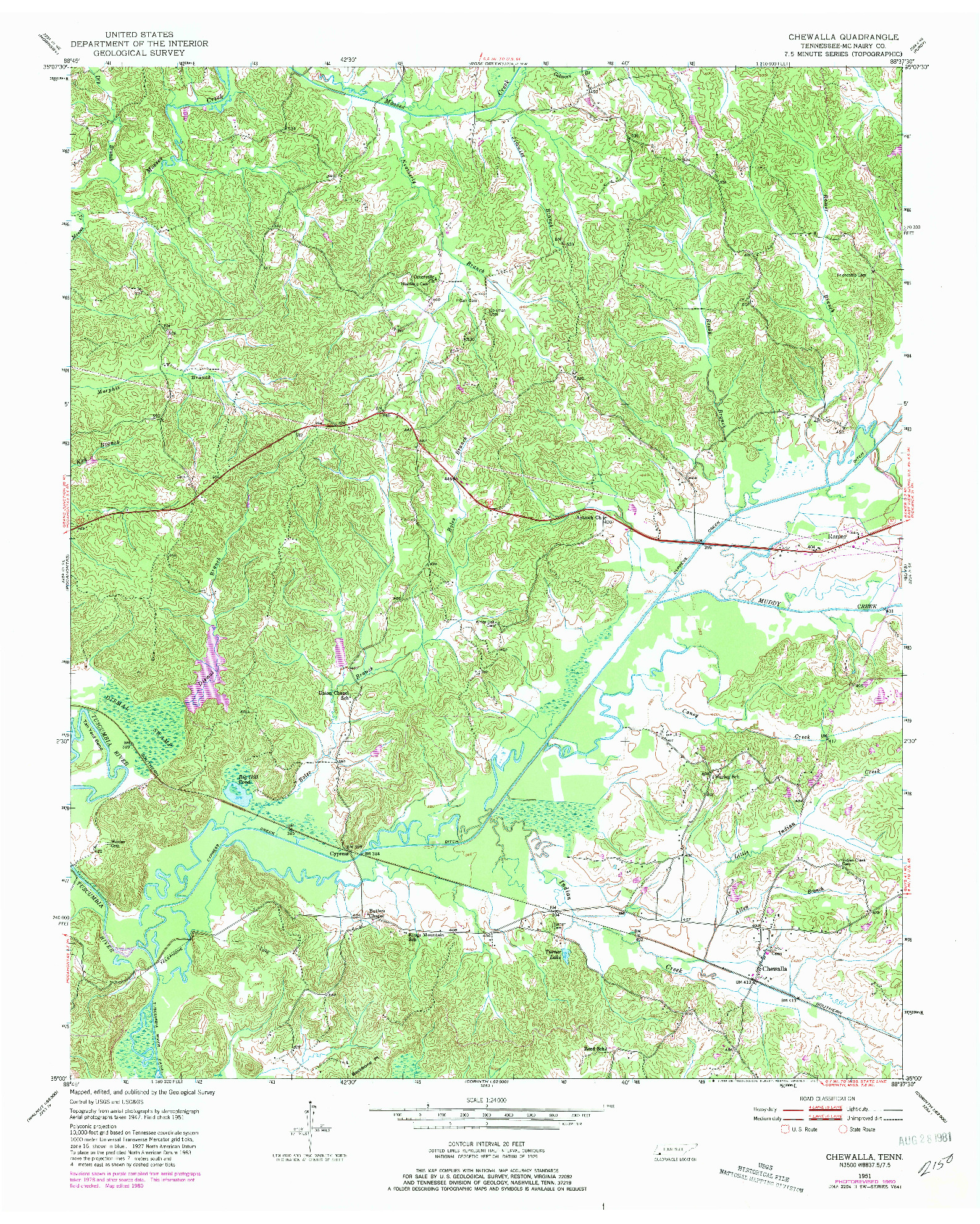 USGS 1:24000-SCALE QUADRANGLE FOR CHEWALLA, TN 1951