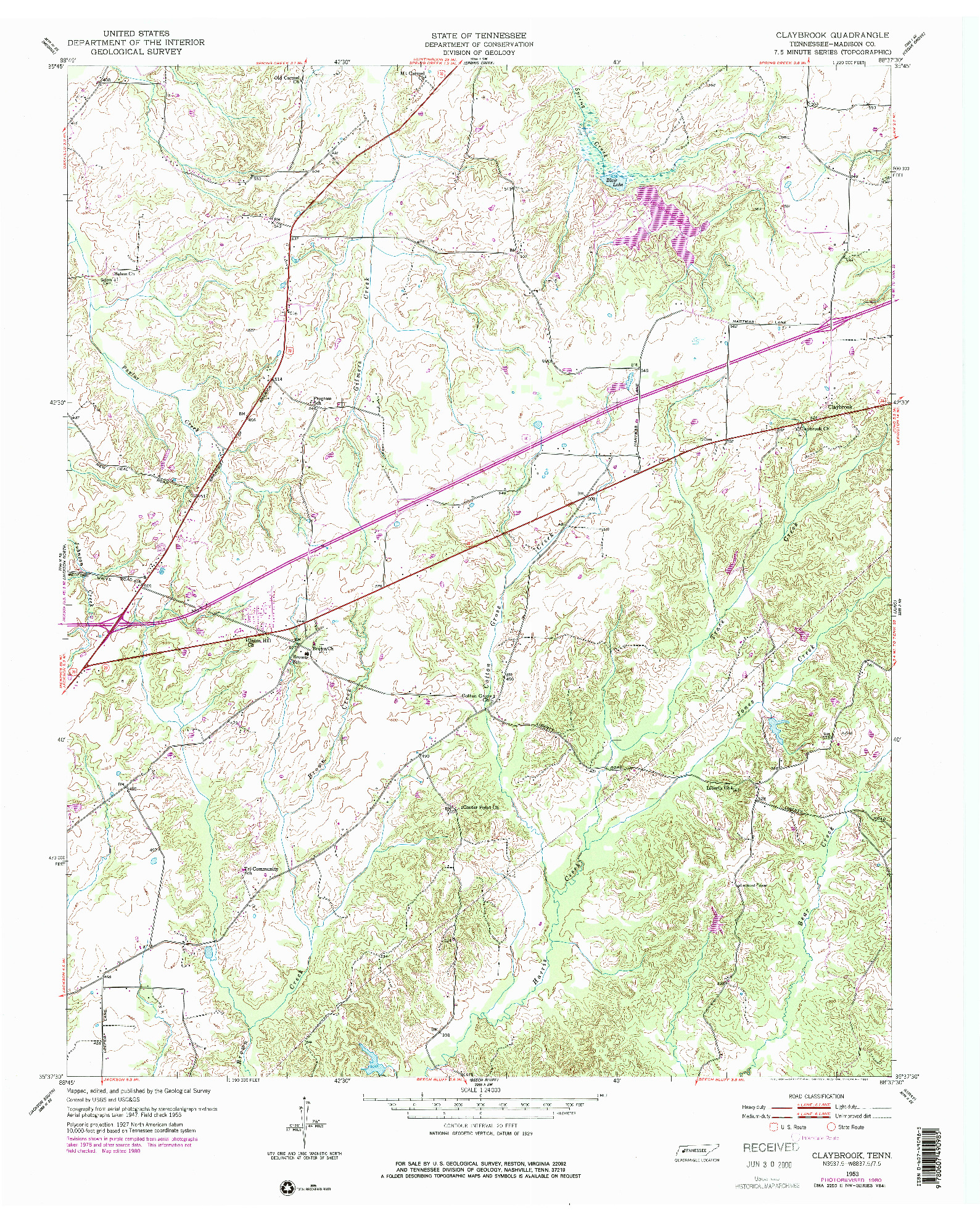 USGS 1:24000-SCALE QUADRANGLE FOR CLAYBROOK, TN 1953