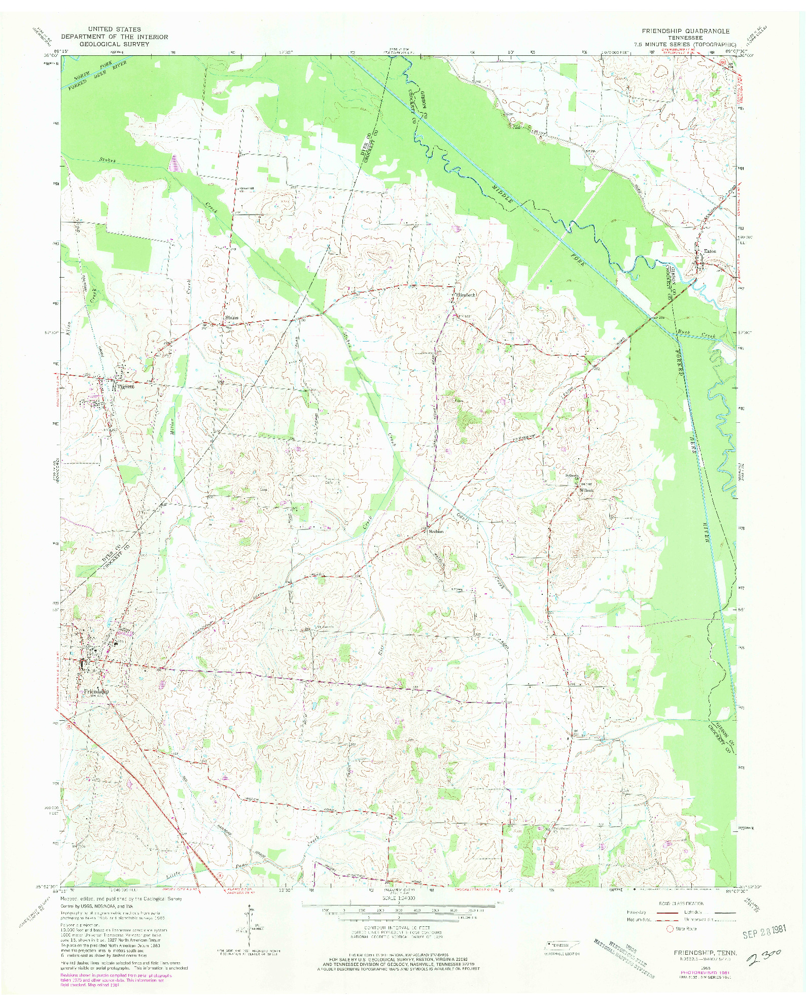 USGS 1:24000-SCALE QUADRANGLE FOR FRIENDSHIP, TN 1965