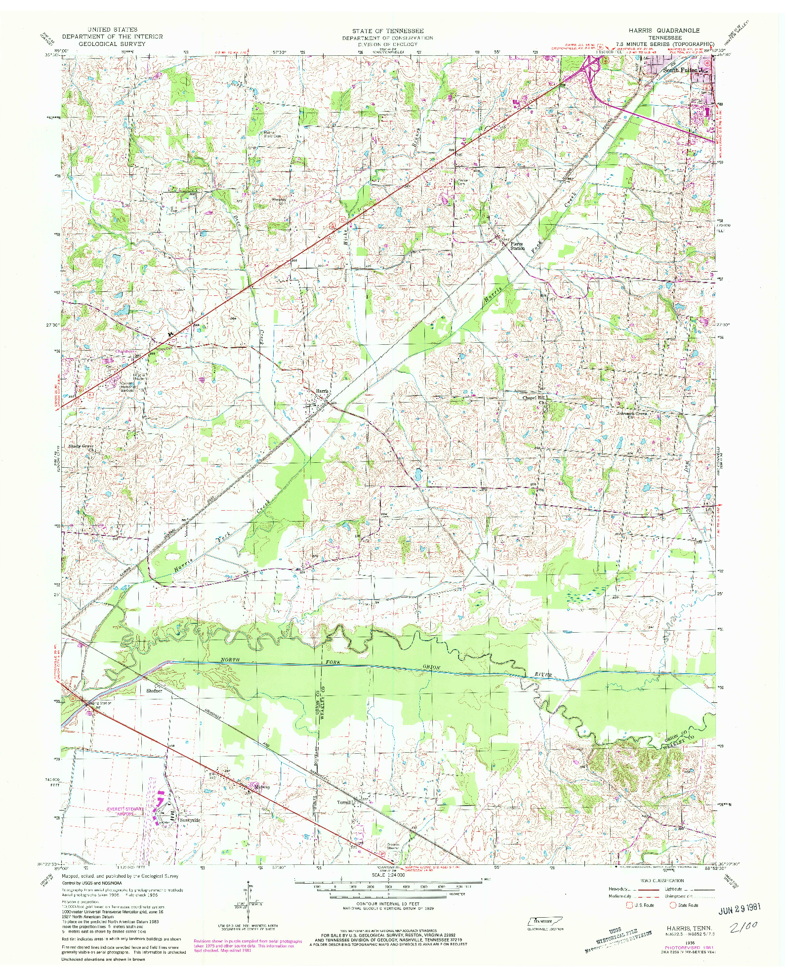 USGS 1:24000-SCALE QUADRANGLE FOR HARRIS, TN 1956
