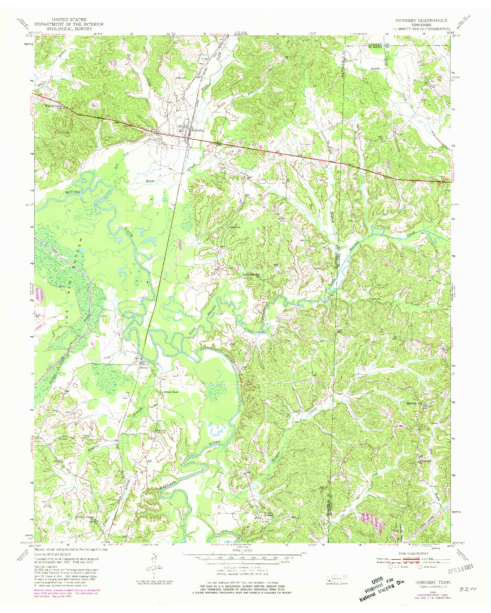 USGS 1:24000-SCALE QUADRANGLE FOR HORNSBY, TN 1950